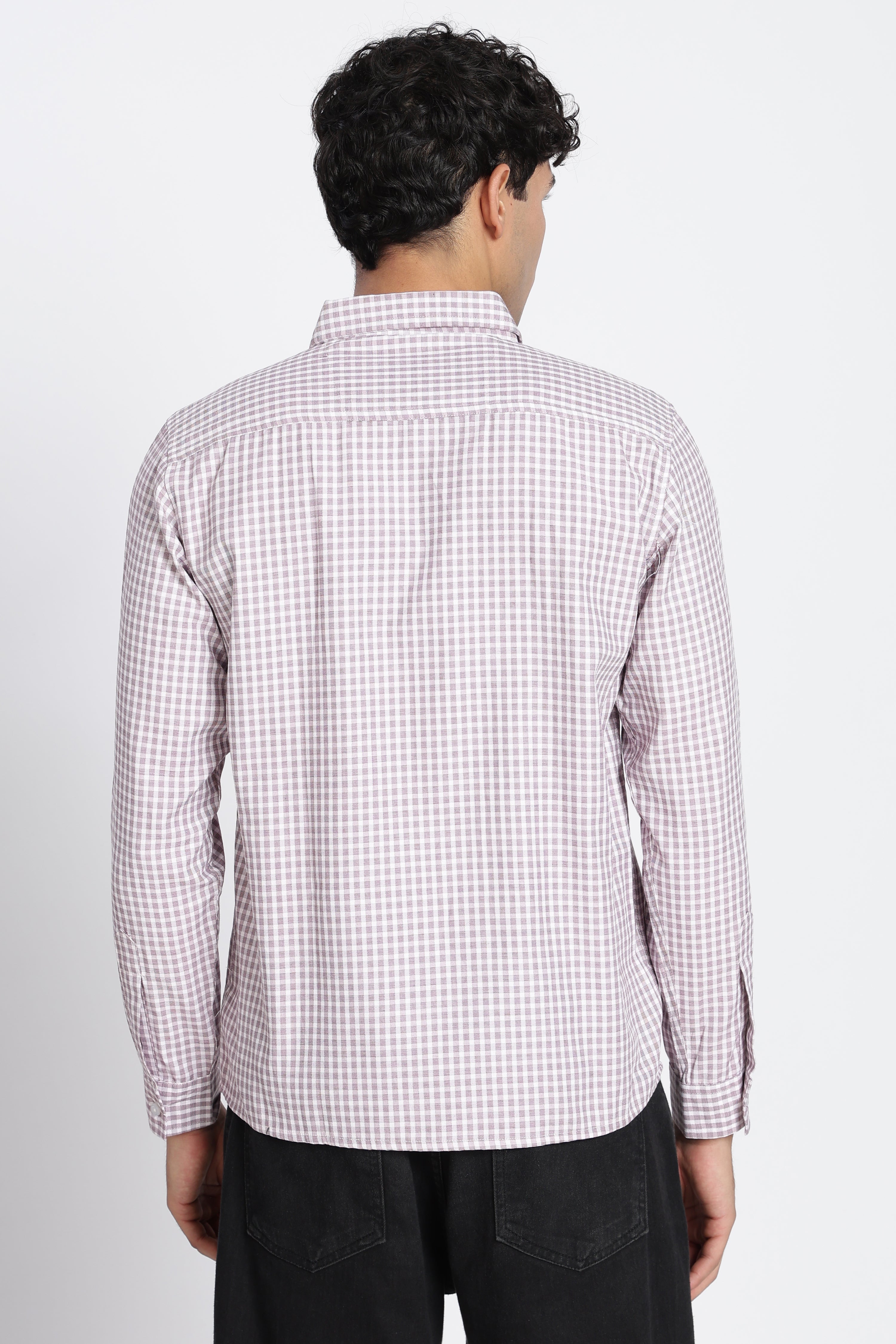Off White Cotton Blend Regular Fit Shirt for Men - Image 5
