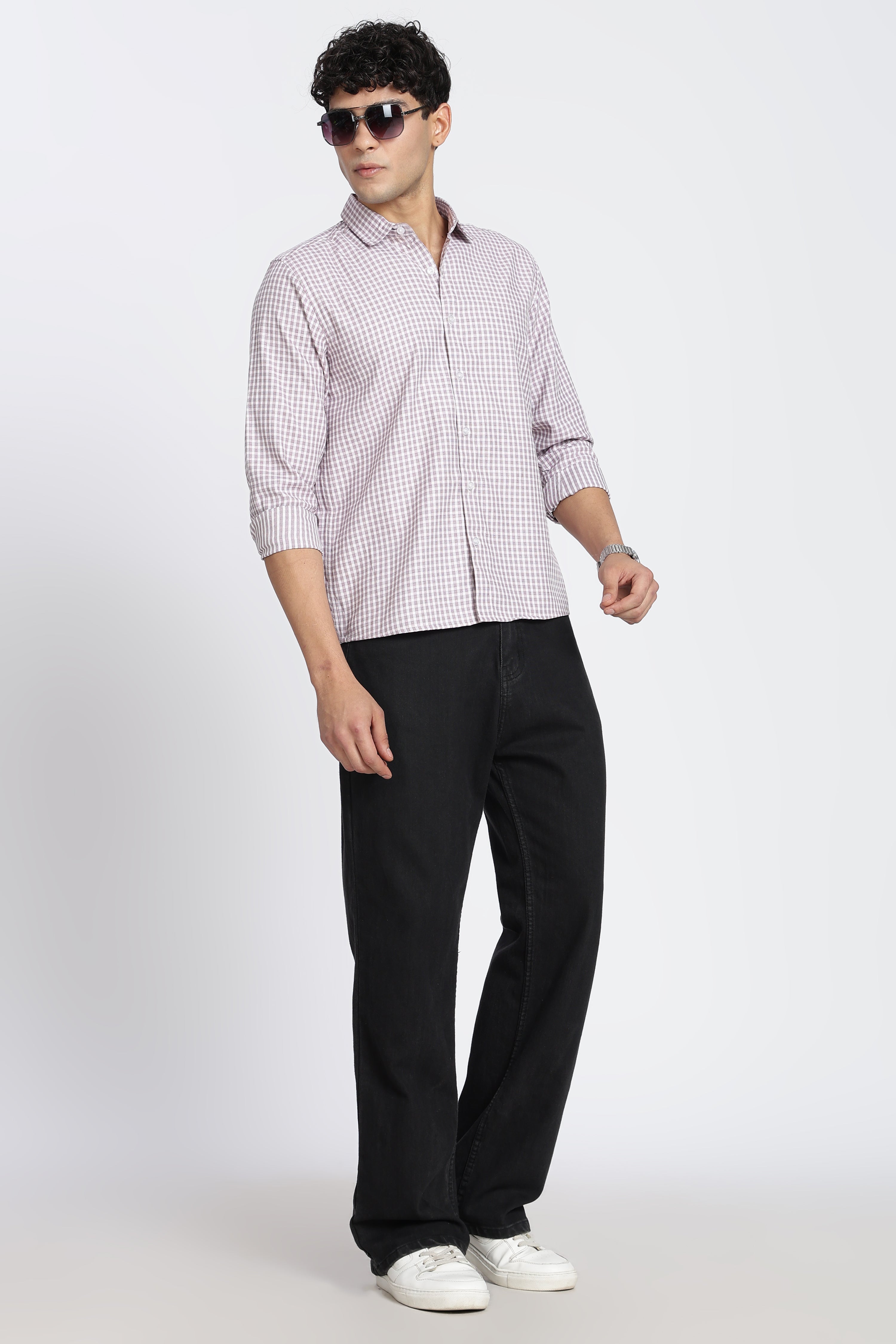 Off White Cotton Blend Regular Fit Shirt for Men - Image 6
