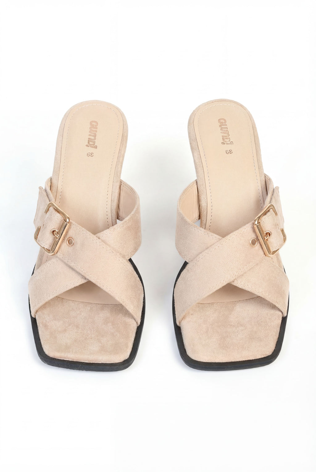 Beige Open Toe Heeled Sandals for Women - Image 2