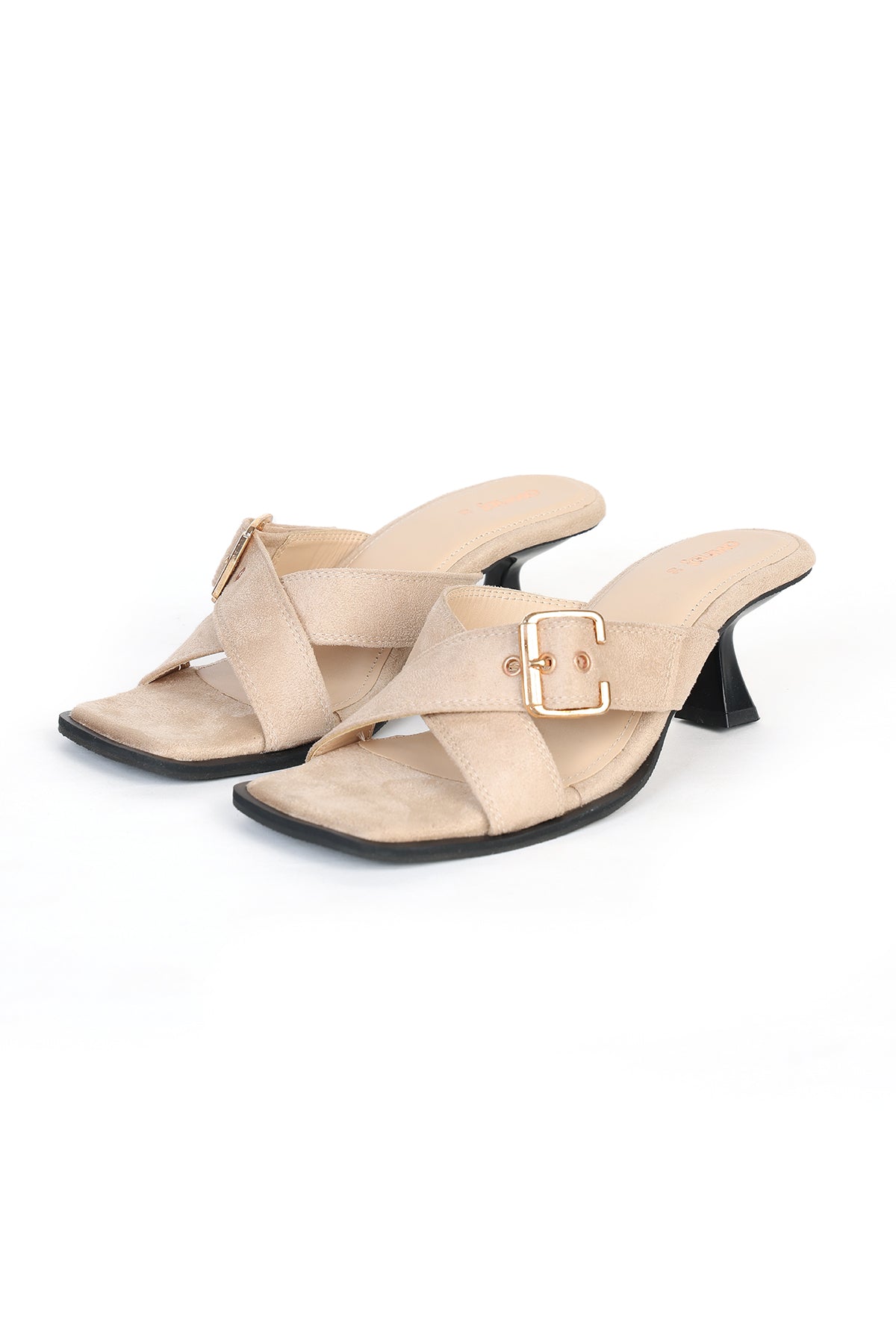 Beige Open Toe Heeled Sandals for Women - Image 6