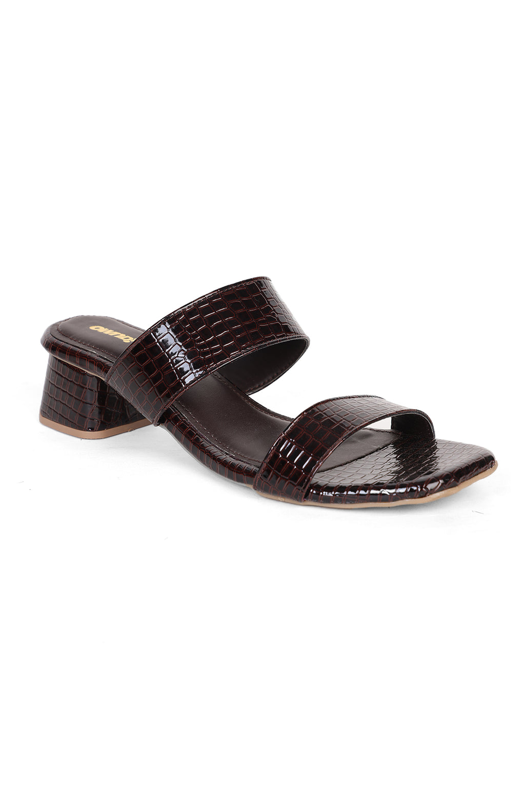 Brown Textured Heeled Sandals for Women - Image 3