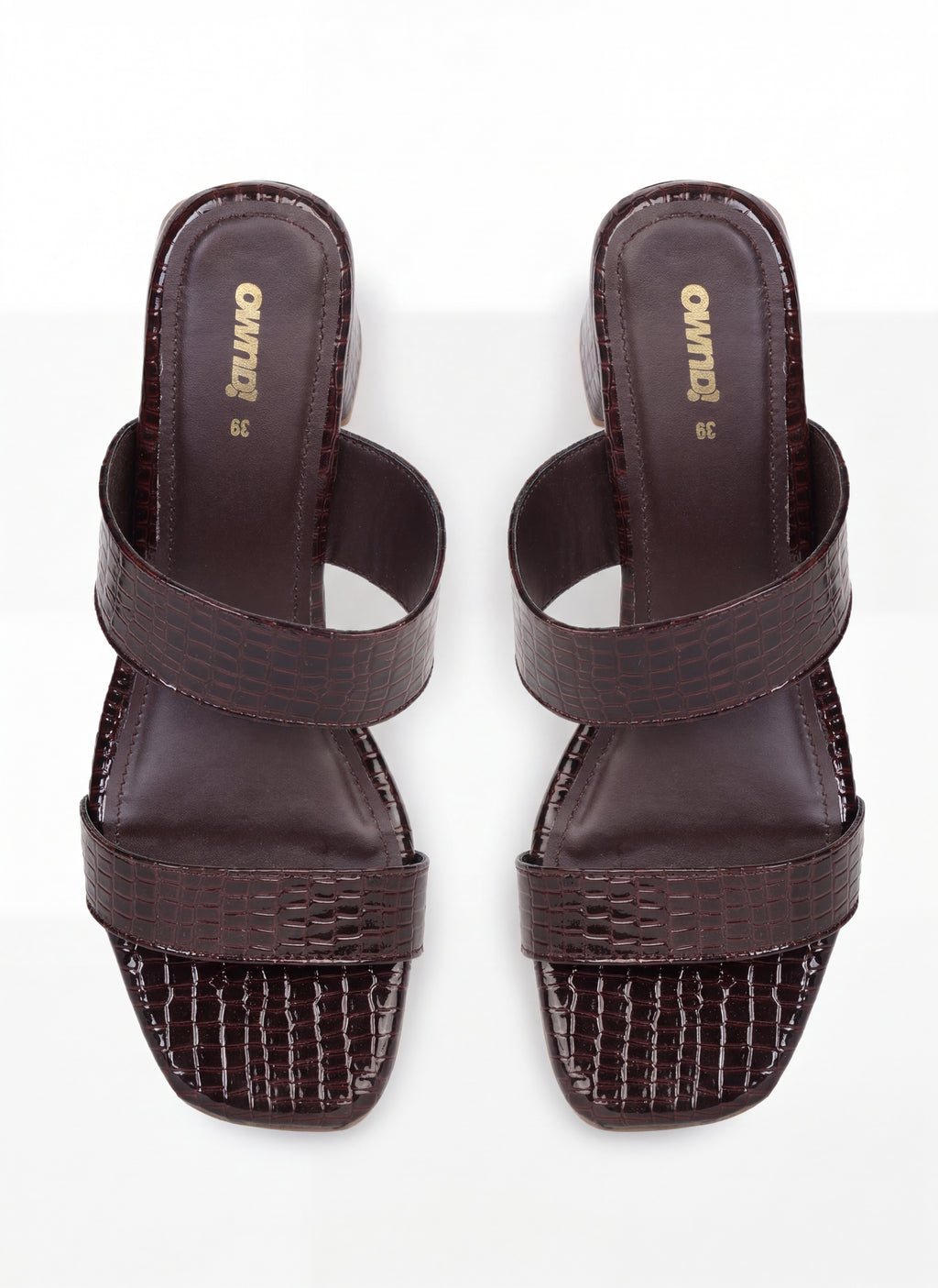 Brown Textured Heeled Sandals for Women - Image 6