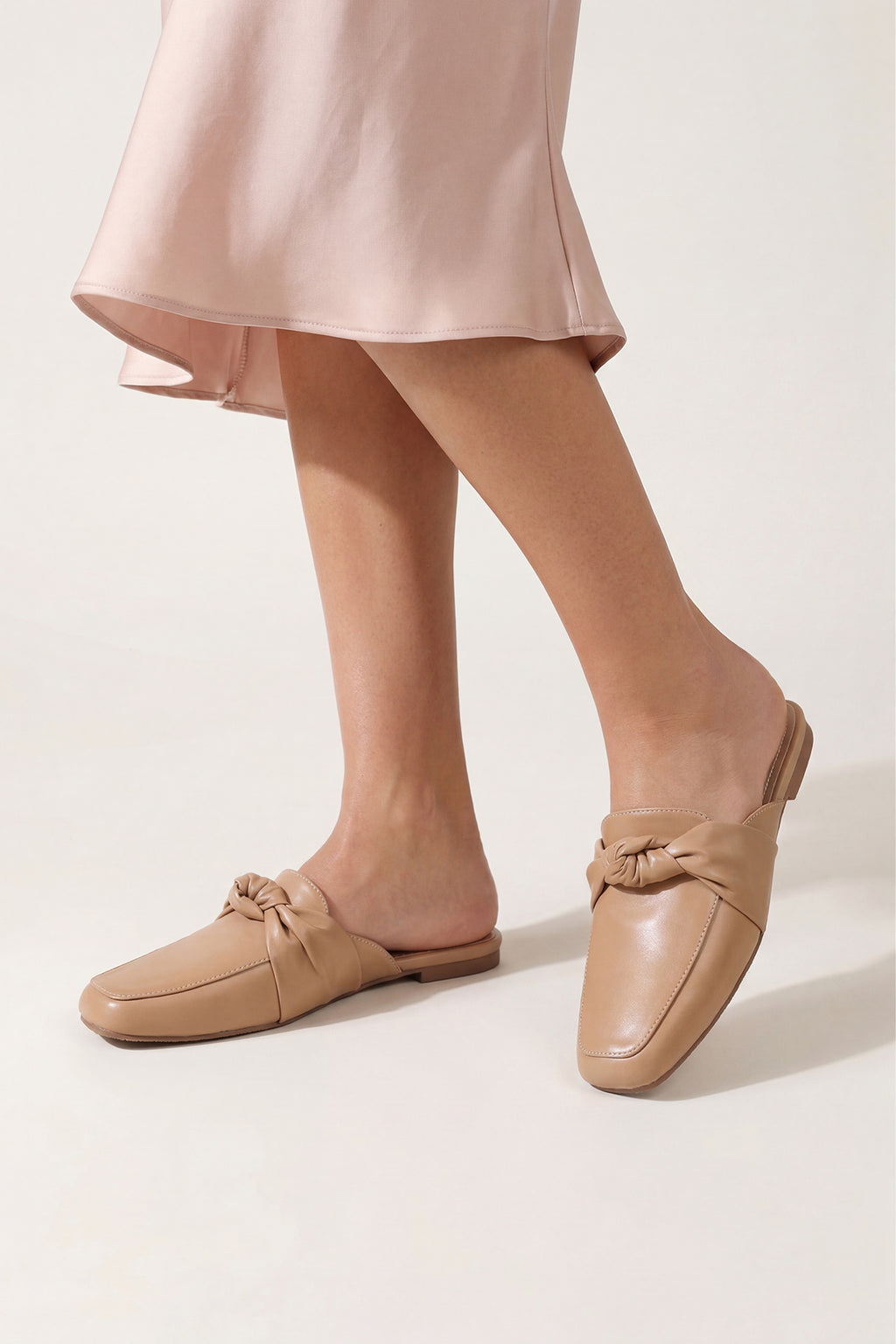 Beige Knotted Mules for Women - Image 1