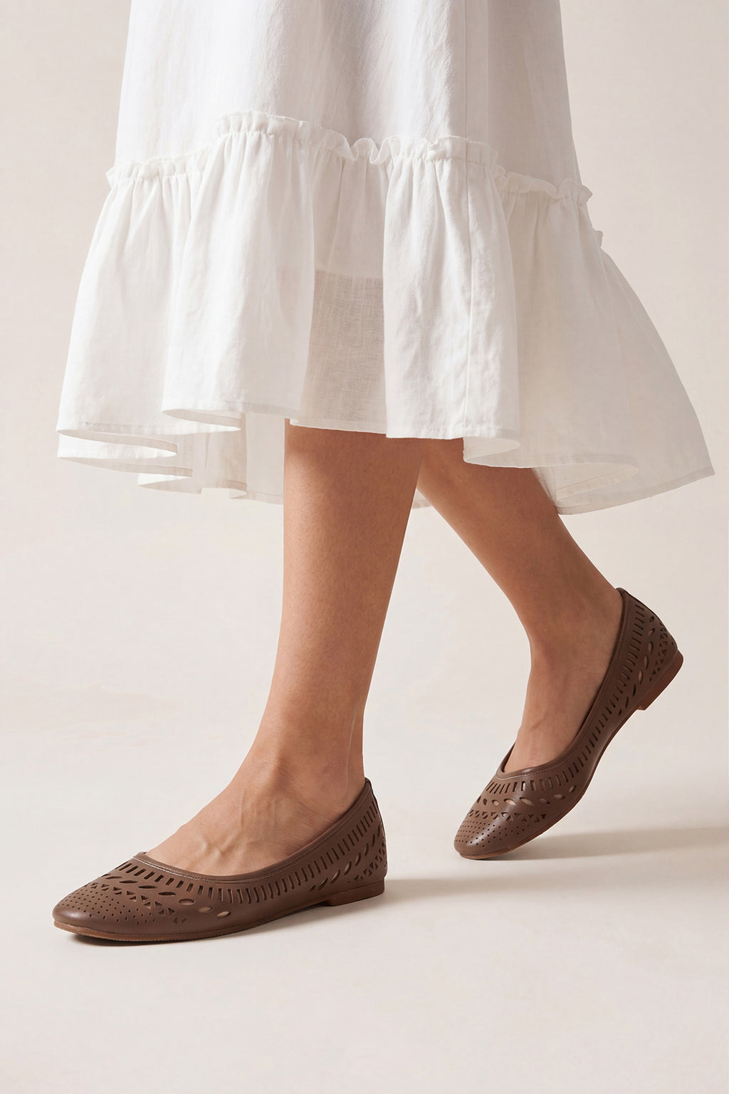 Brown Solid Ballerinas for Women - Image 1