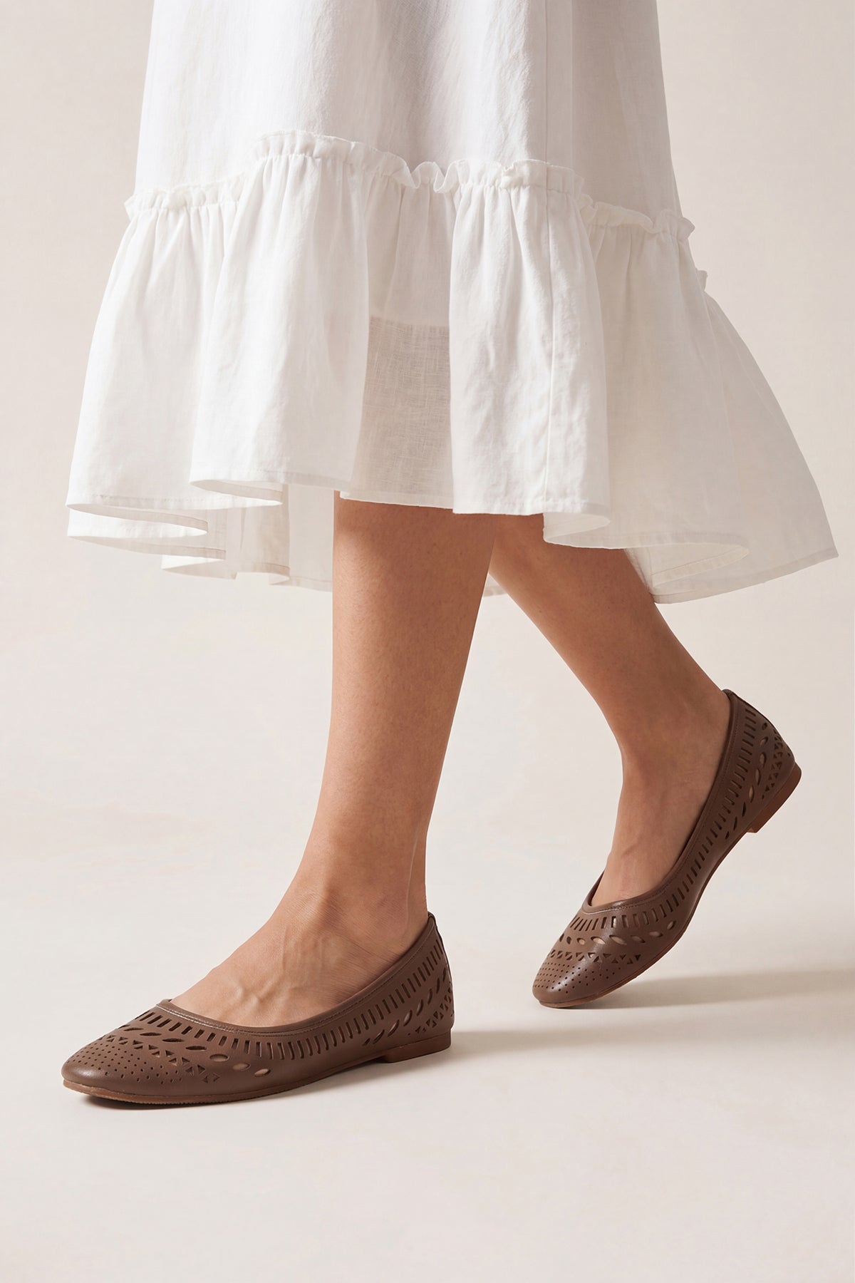 Brown Solid Ballerinas for Women - Image 1