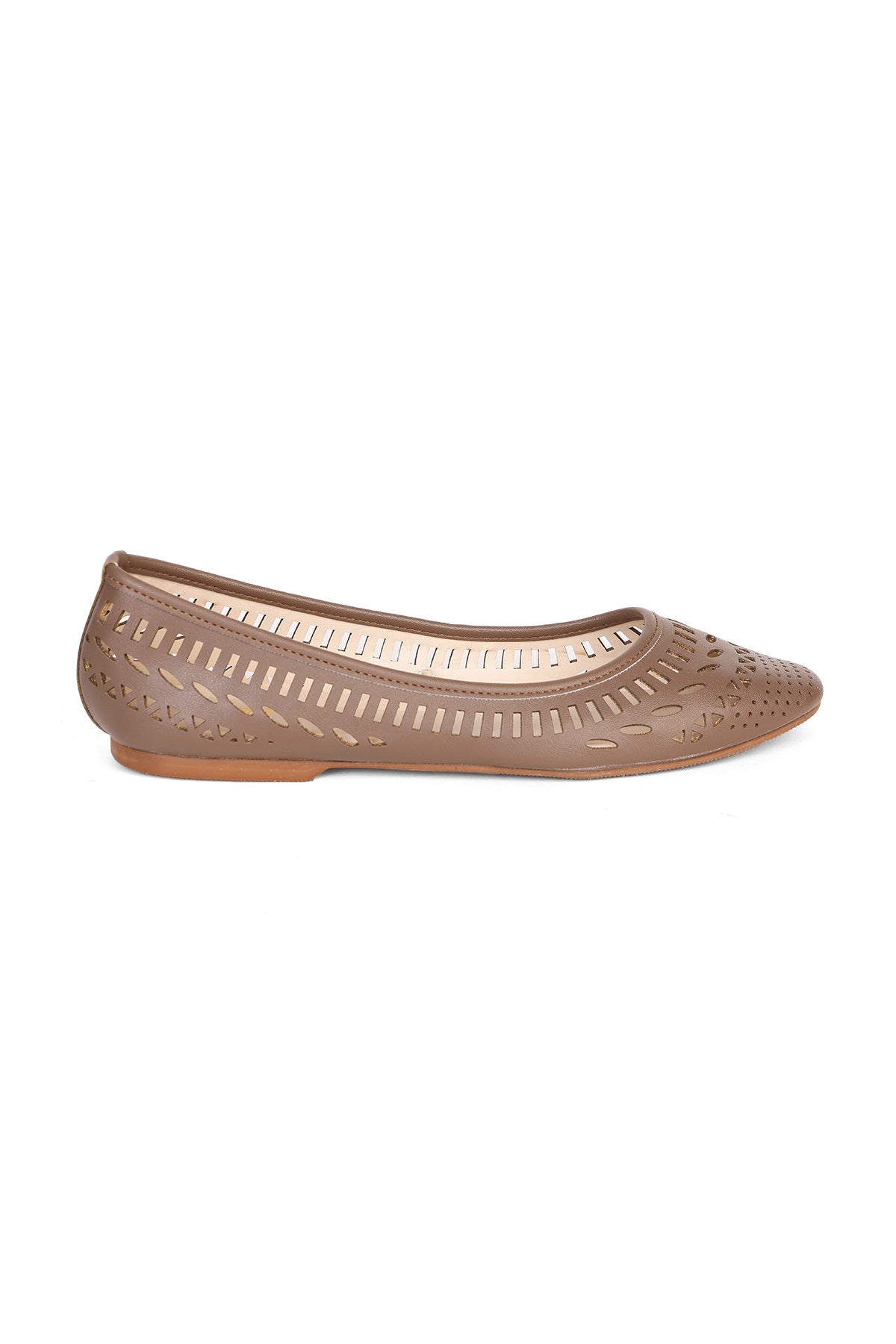 Brown Solid Ballerinas for Women - Image 2