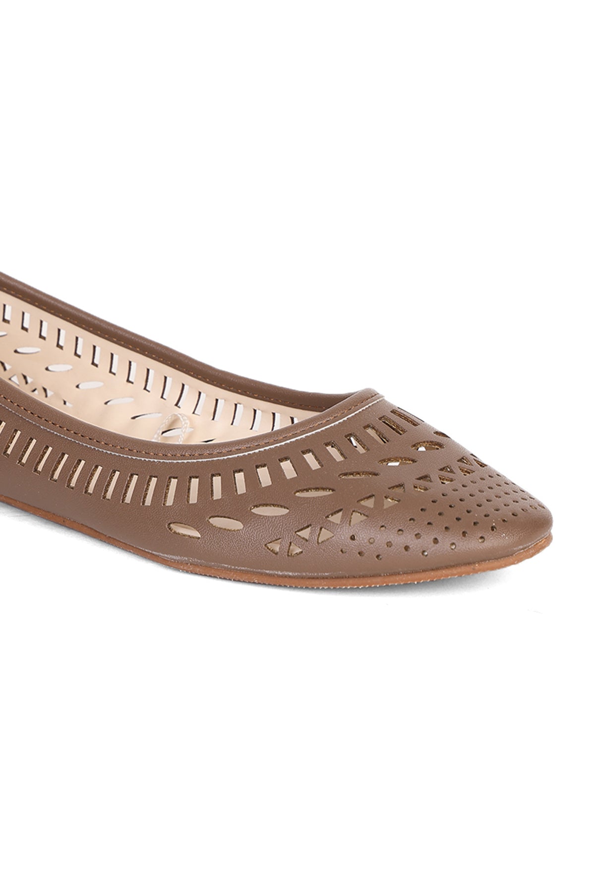 Brown Solid Ballerinas for Women - Image 3