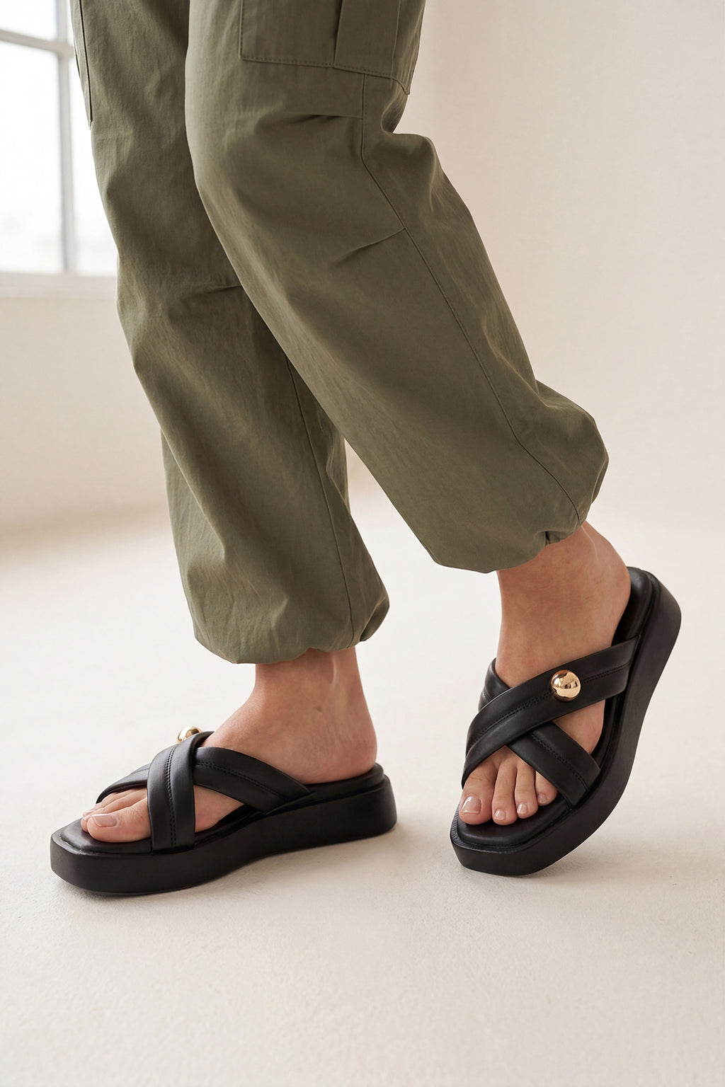 Black Platform Sandals for Women - Image 1