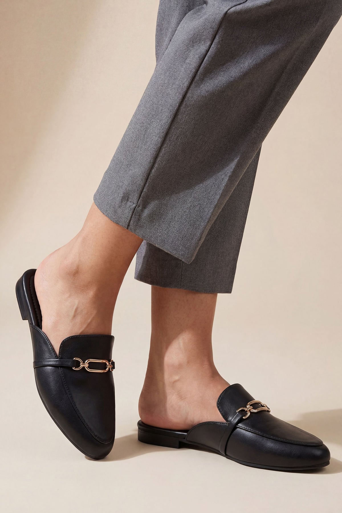 Black Solid Mules for Women - Image 1