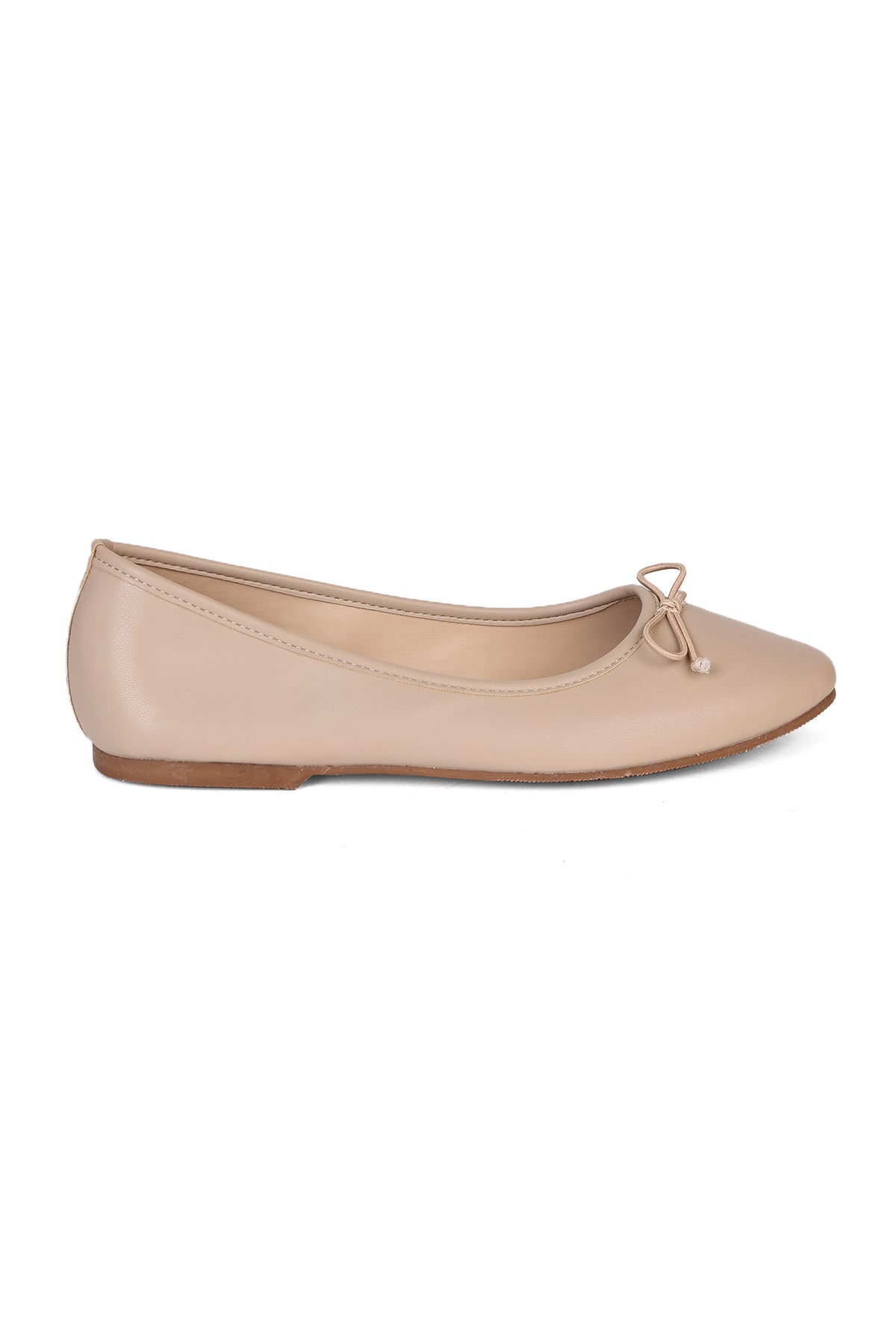 Beige Slip On Bow Ballerinas for Women - Image 2