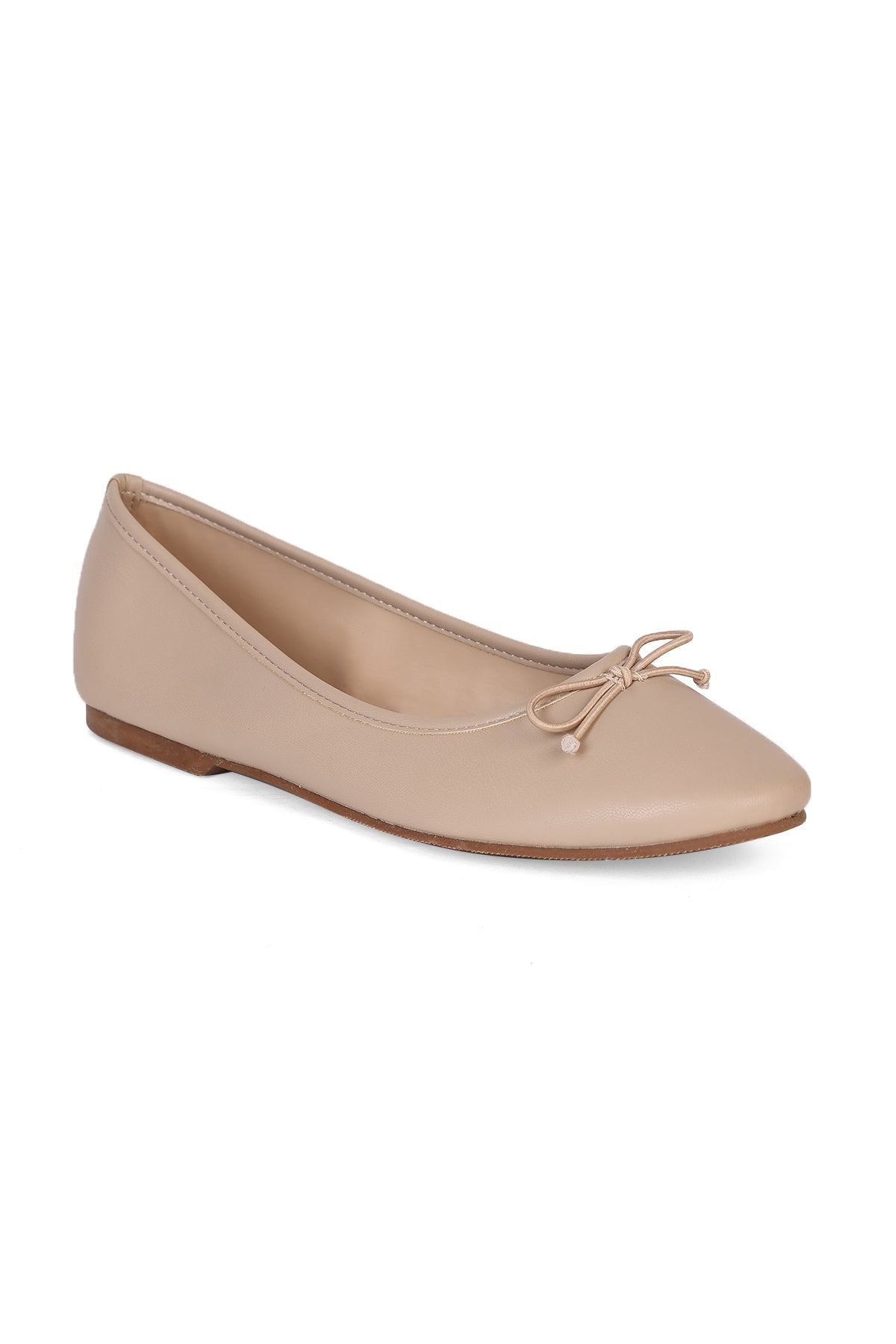 Beige Slip On Bow Ballerinas for Women - Image 3
