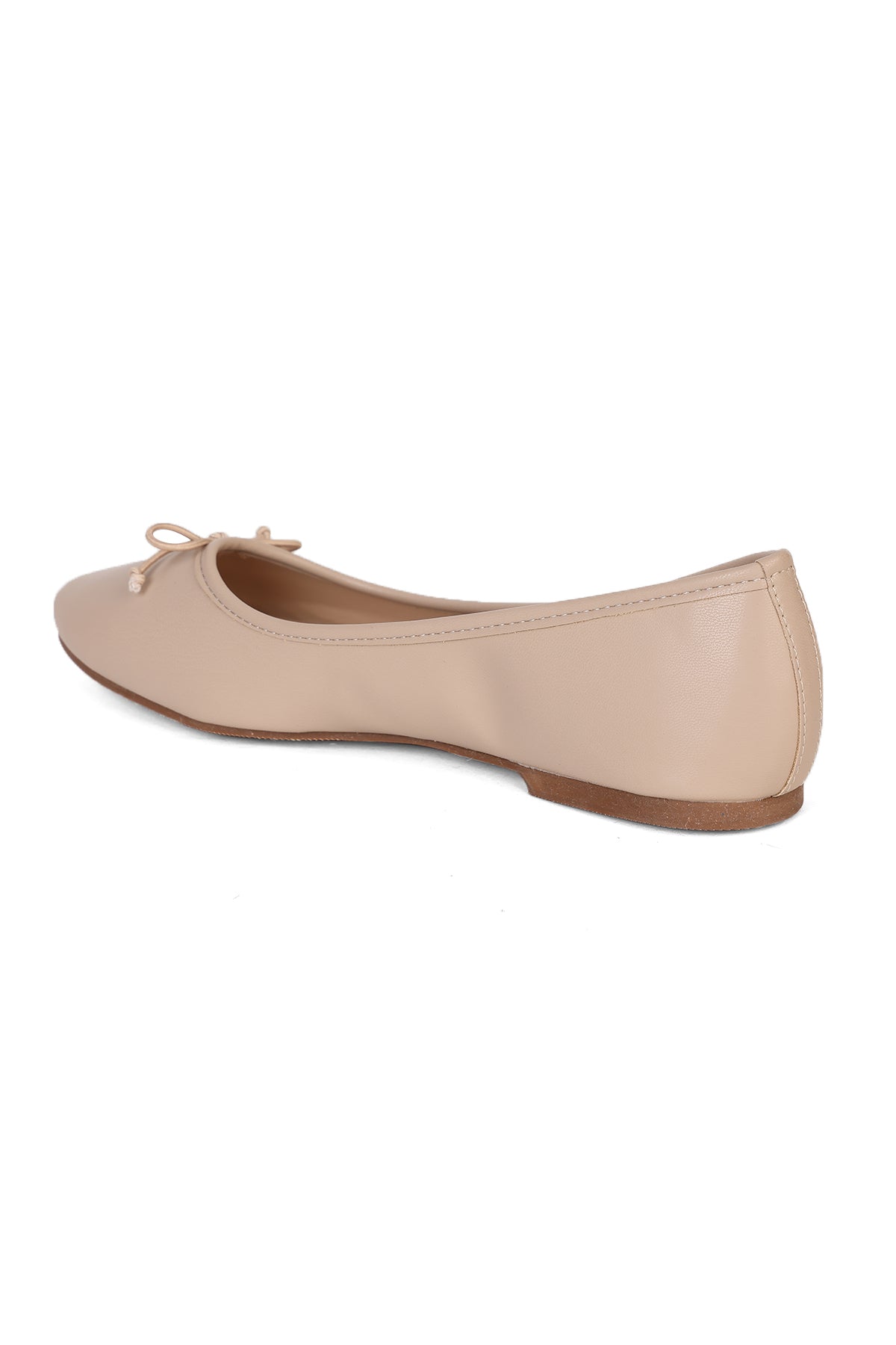 Beige Slip On Bow Ballerinas for Women - Image 4