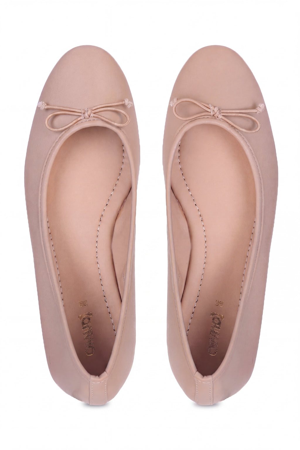 Beige Slip On Bow Ballerinas for Women - Image 6