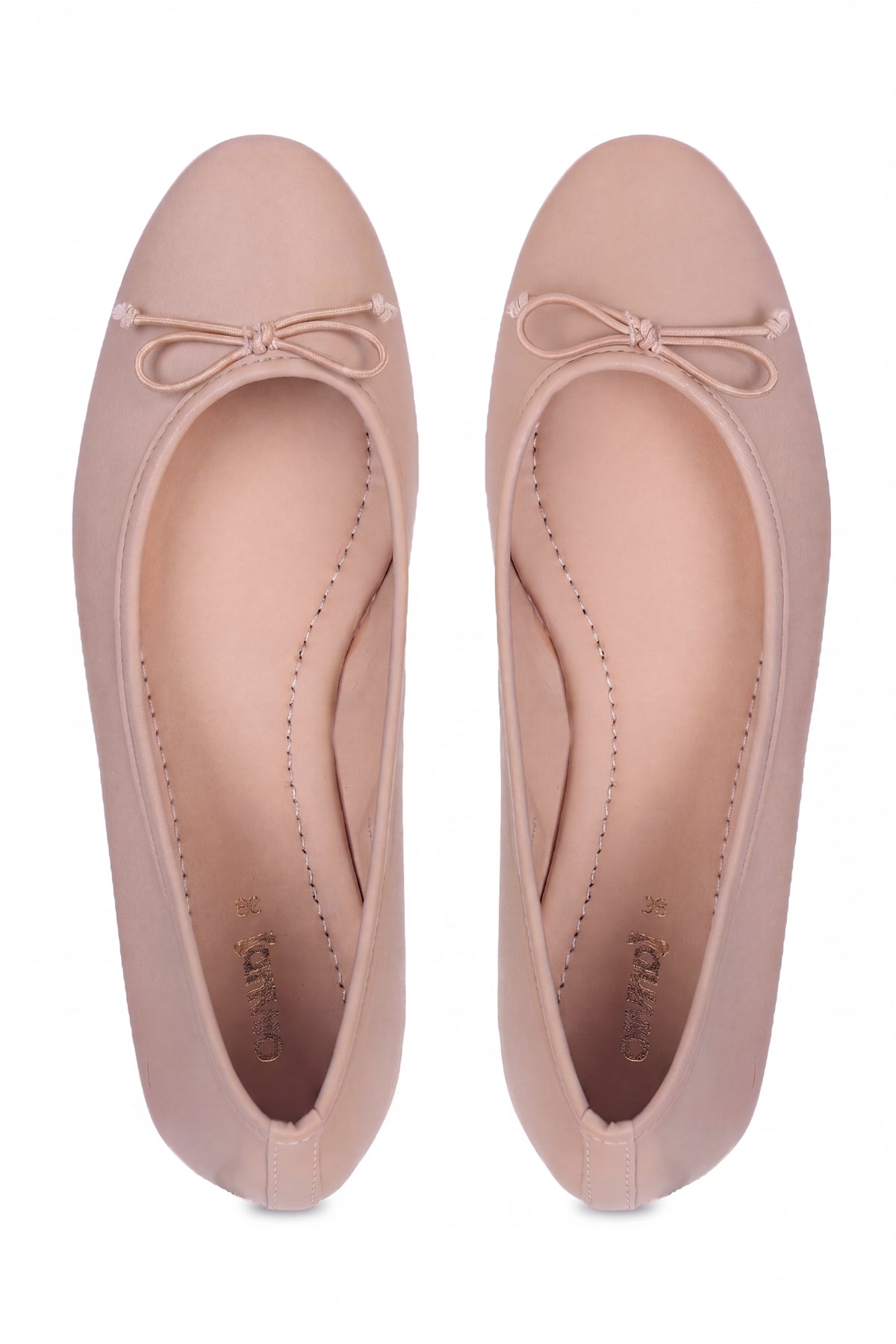 Beige Slip On Bow Ballerinas for Women - Image 6