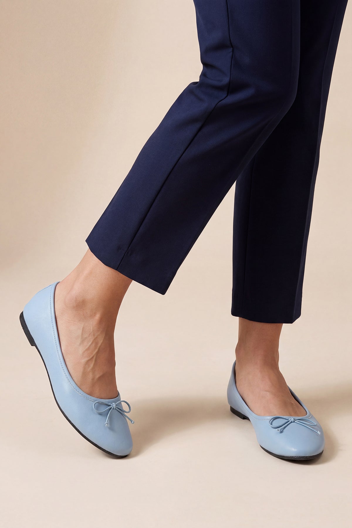Light Blue Slip On Bow Ballerinas for Women - Image 1