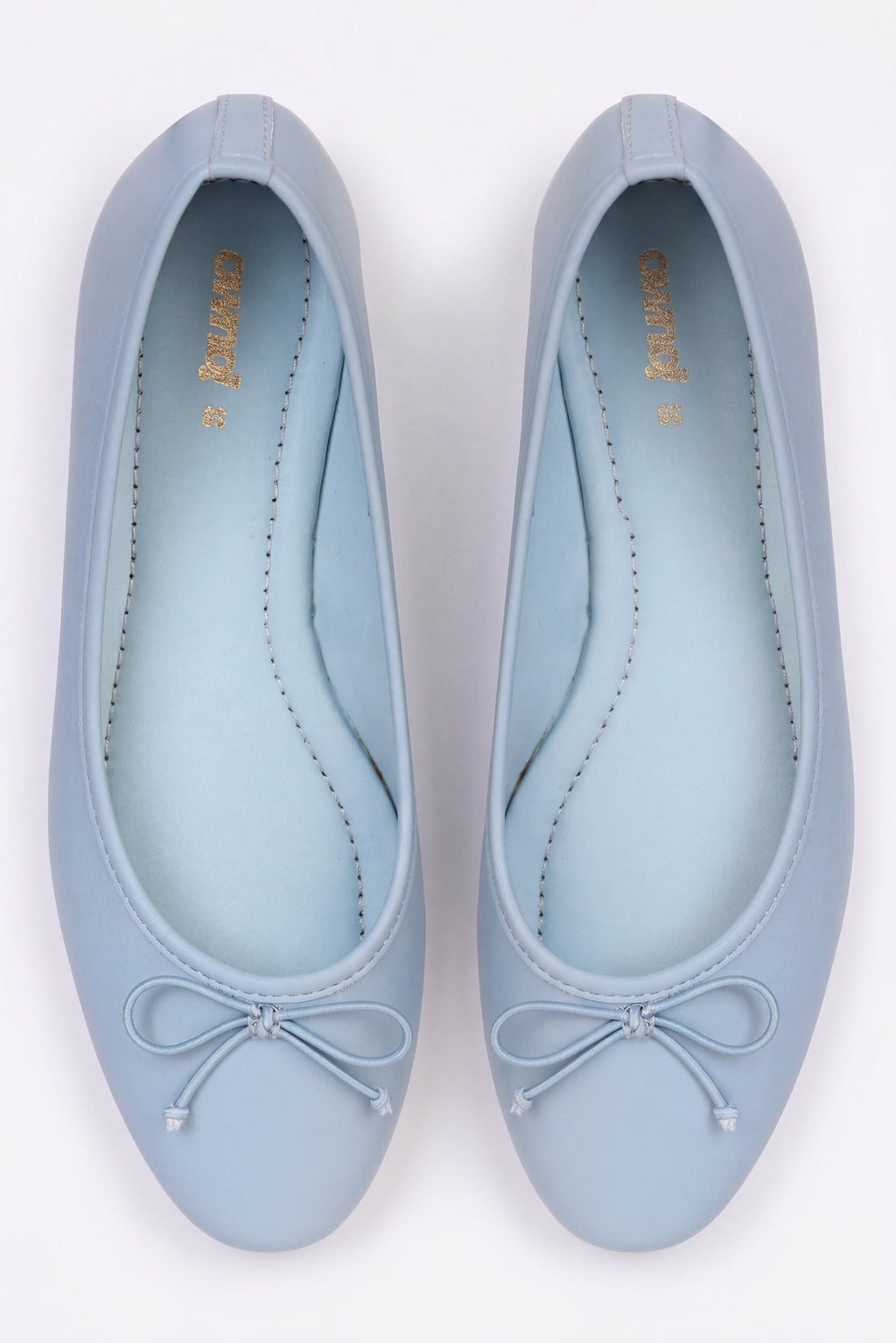 Light Blue Slip On Bow Ballerinas for Women - Image 6