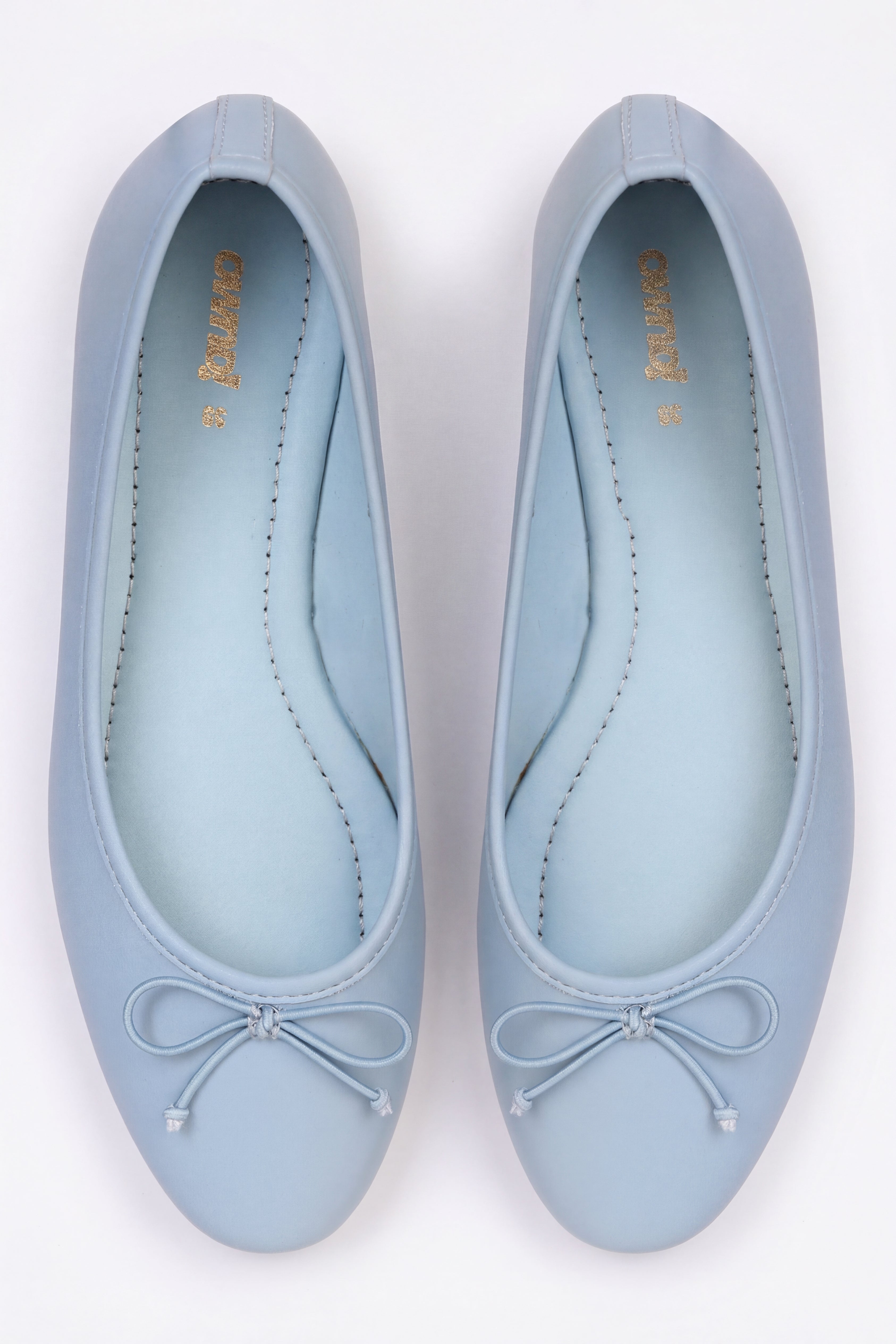 Light Blue Slip On Bow Ballerinas for Women - Image 6