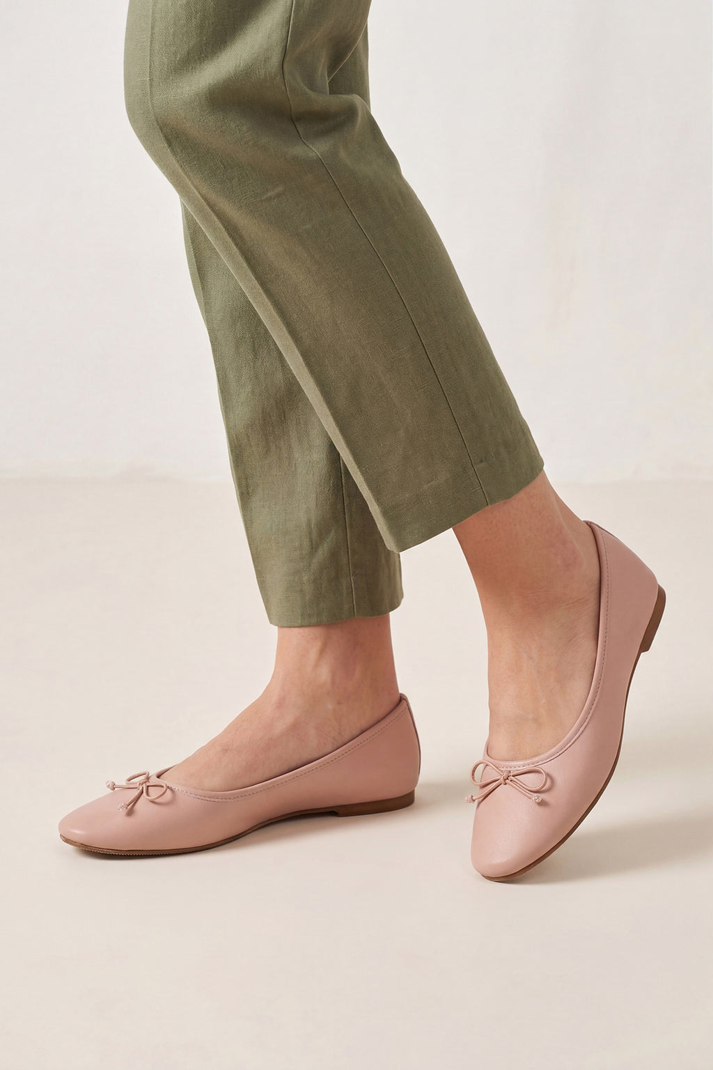 Peach Slip On Bow Ballerinas for Women - Image 1