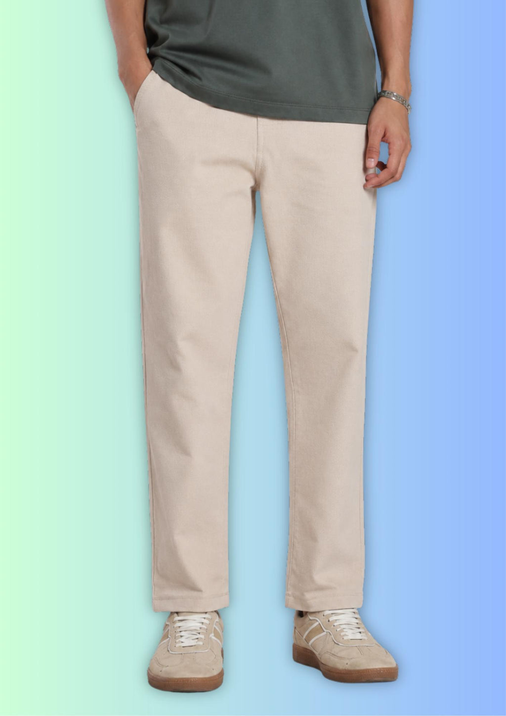Beige 3 Pocketed Regular Fit Track Pant For Men - Image 1