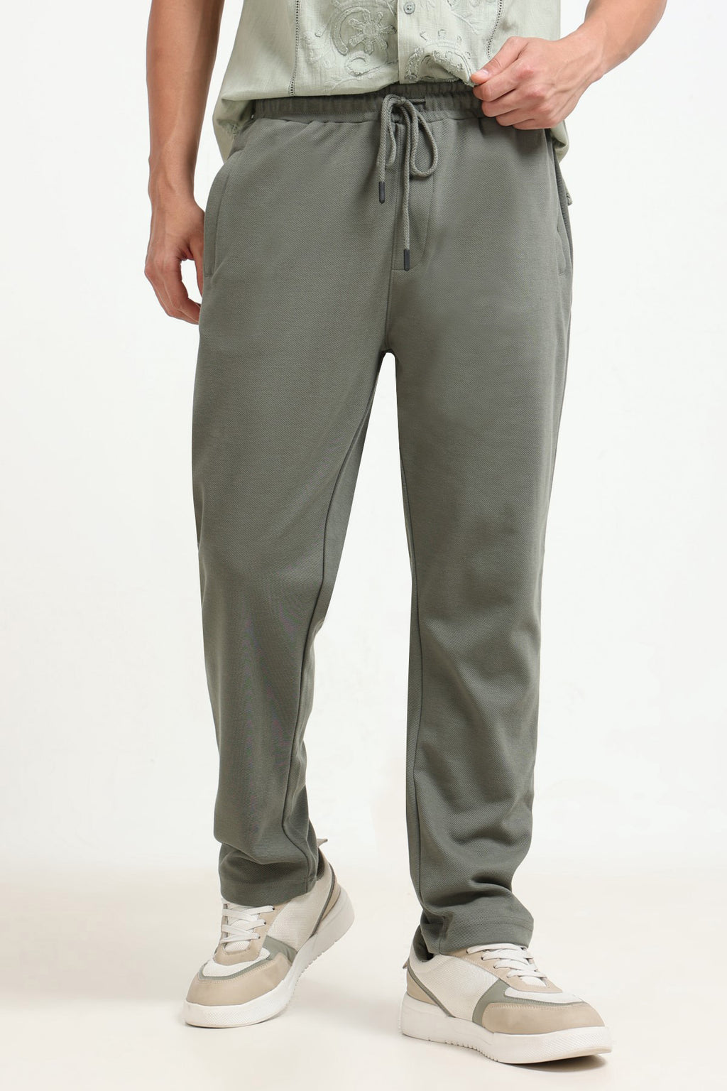 Olive Solid Regular Fit Joggers For Men - Image 2