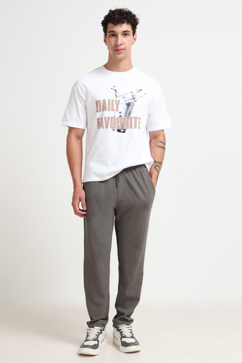 Grey Solid Regular Fit Joggers For Men - Image 5