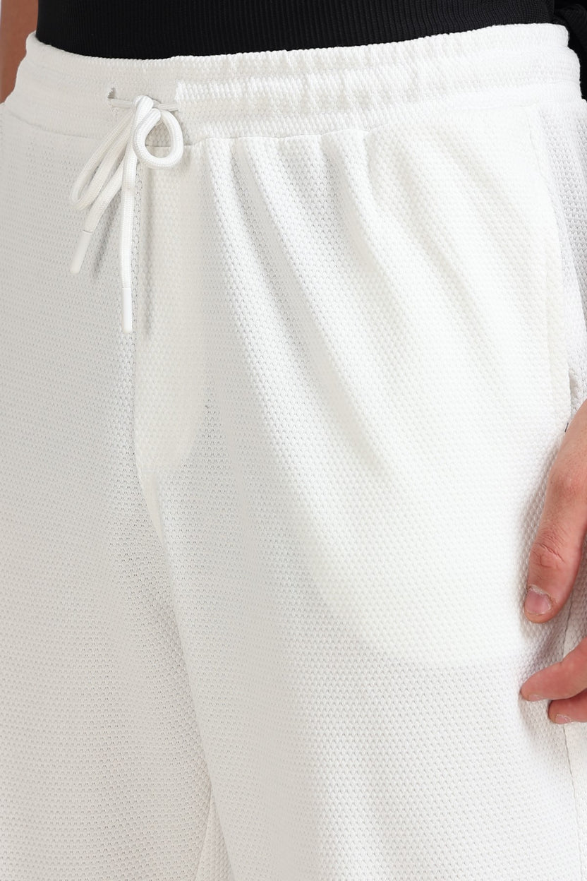 Off White Solid Regular Fit Joggers For Men - Image 3