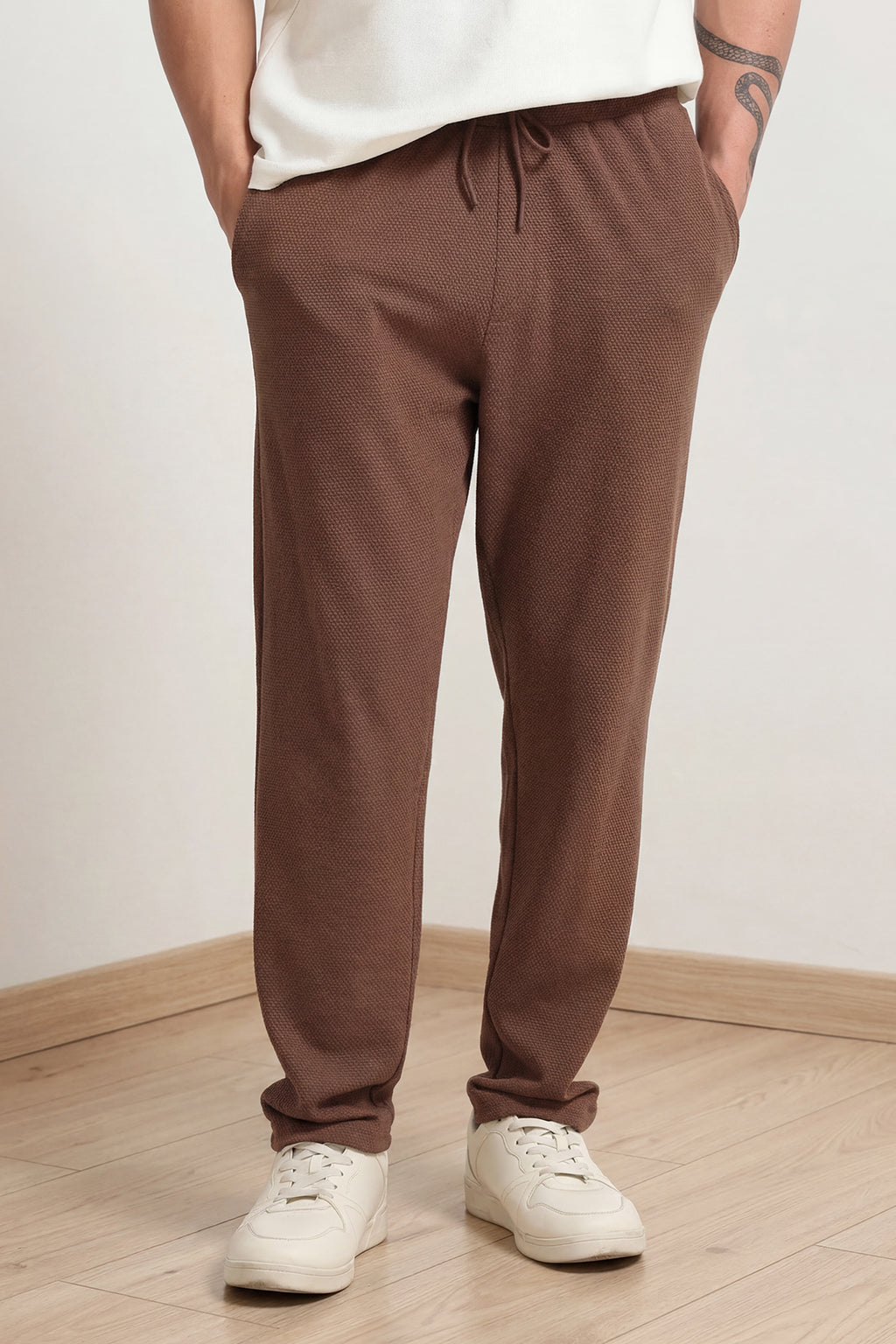 Brown Solid Regular Fit Track Pant for Men - Image 1