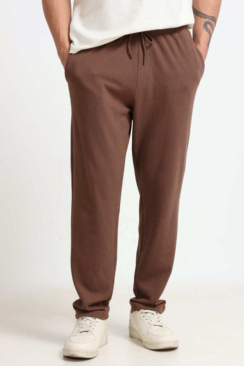 Brown Solid Regular Fit Track Pant For Men - Image 2