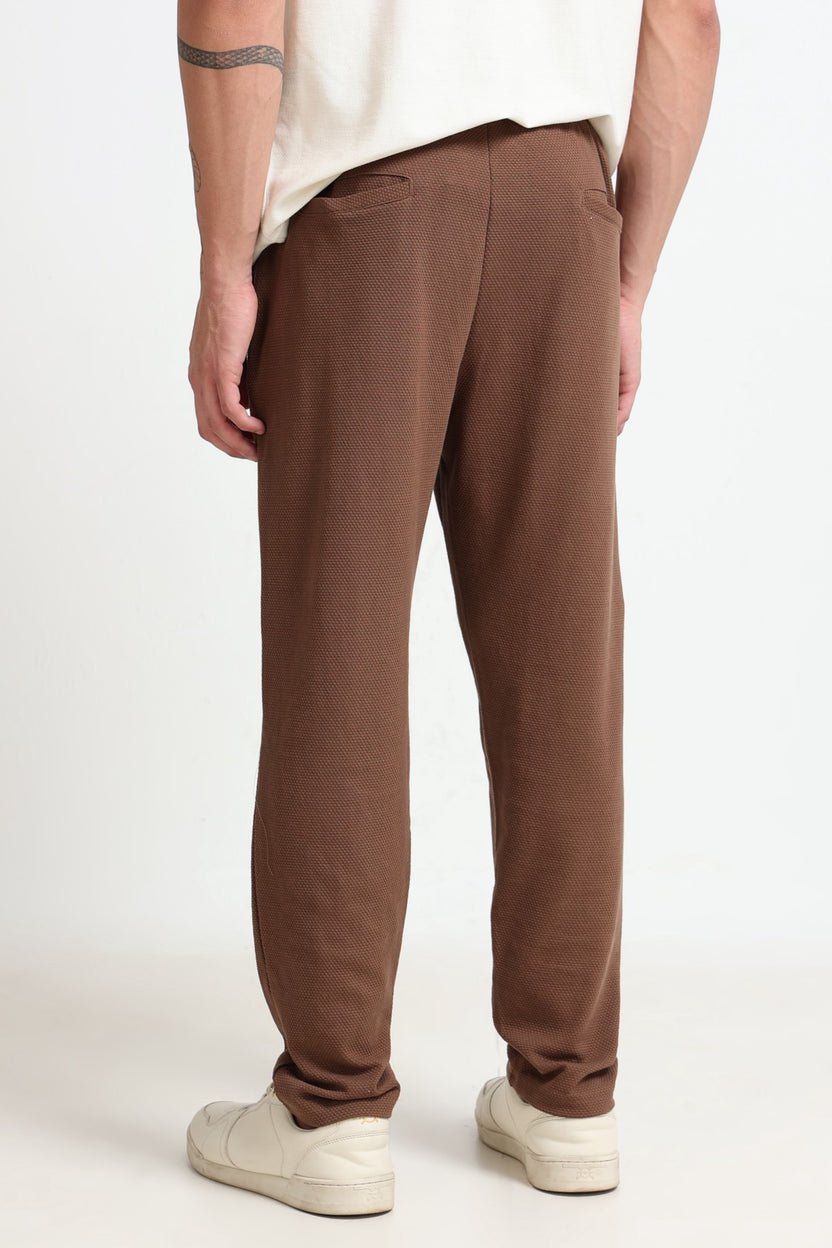 Brown Solid Regular Fit Track Pant For Men - Image 4
