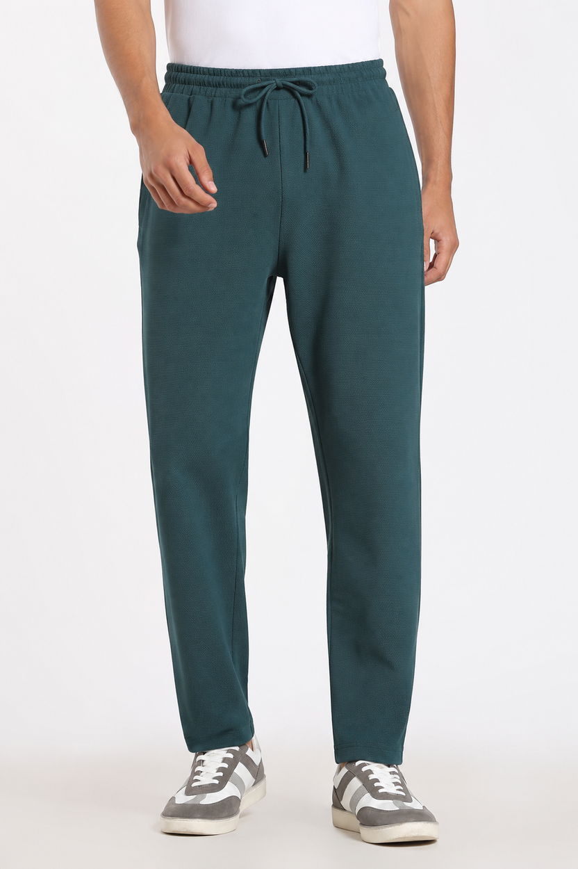 Teal Solid Regular Fit Joggers For Men - Image 2
