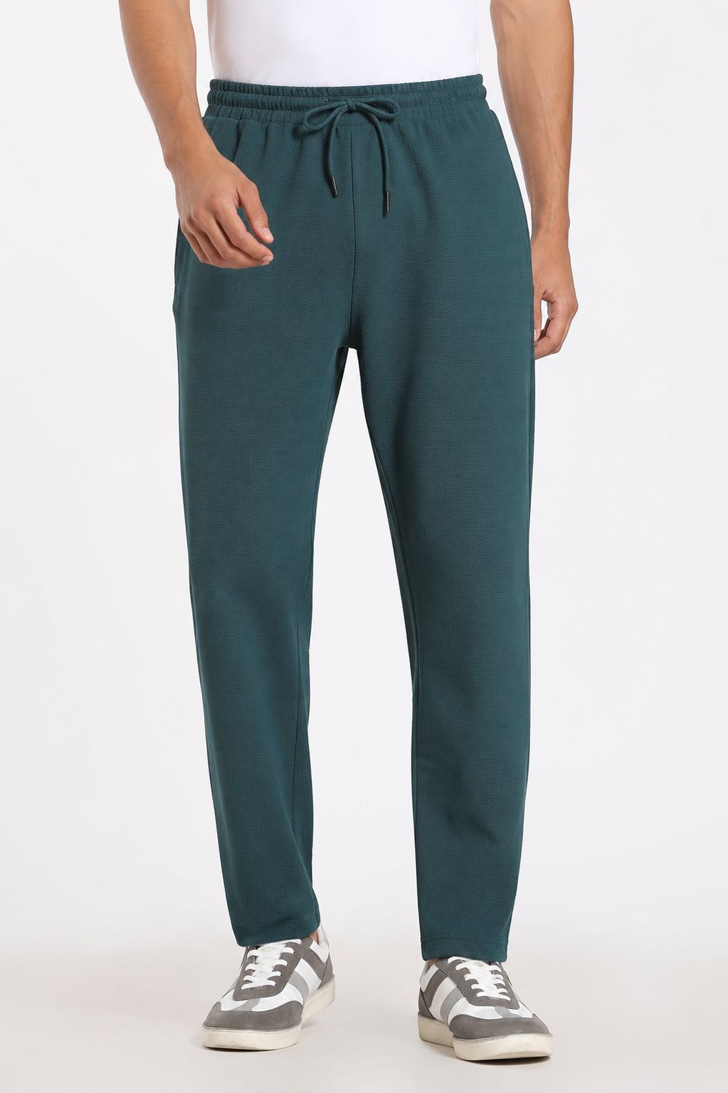 Teal Solid Regular Fit Joggers for Men - Image 2