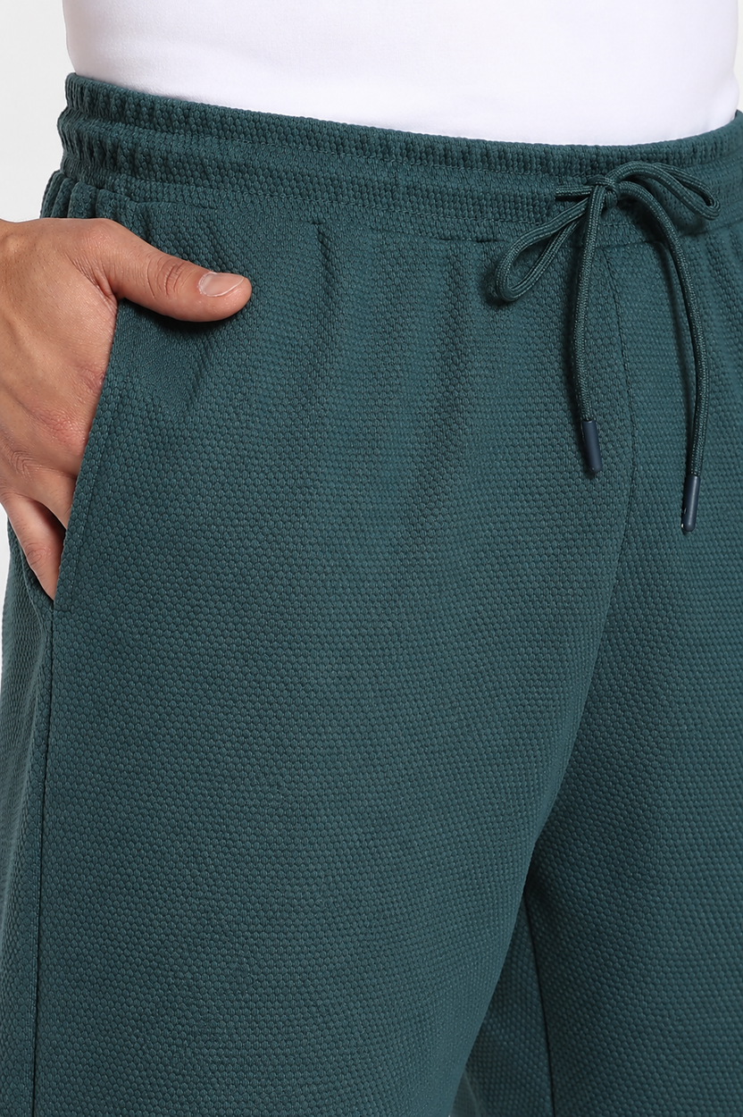 Teal Solid Regular Fit Joggers For Men - Image 3