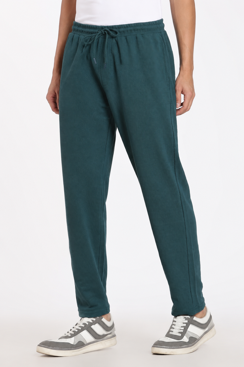 Teal Solid Regular Fit Joggers For Men - Image 4
