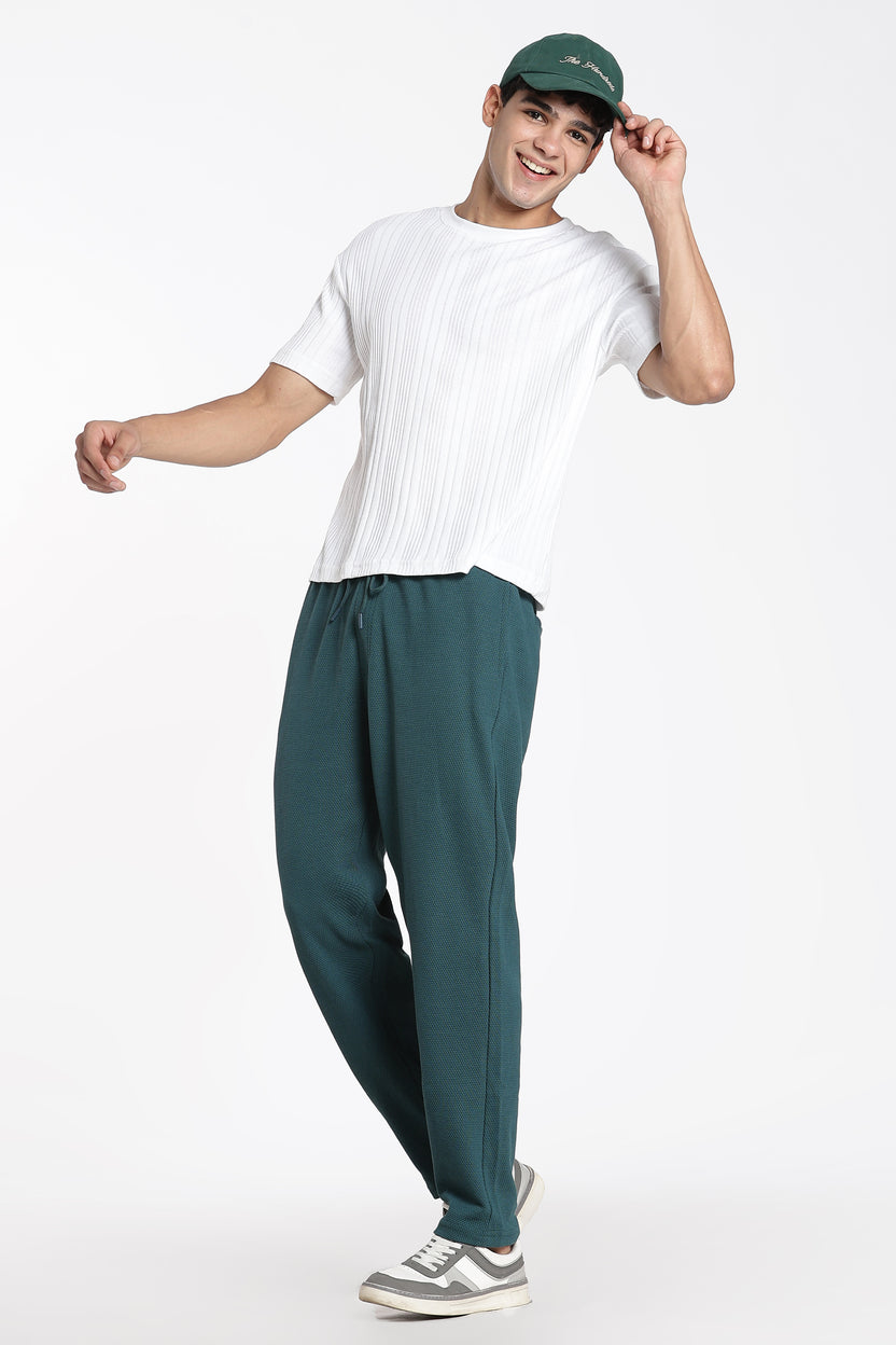 Teal Solid Regular Fit Joggers For Men - Image 6