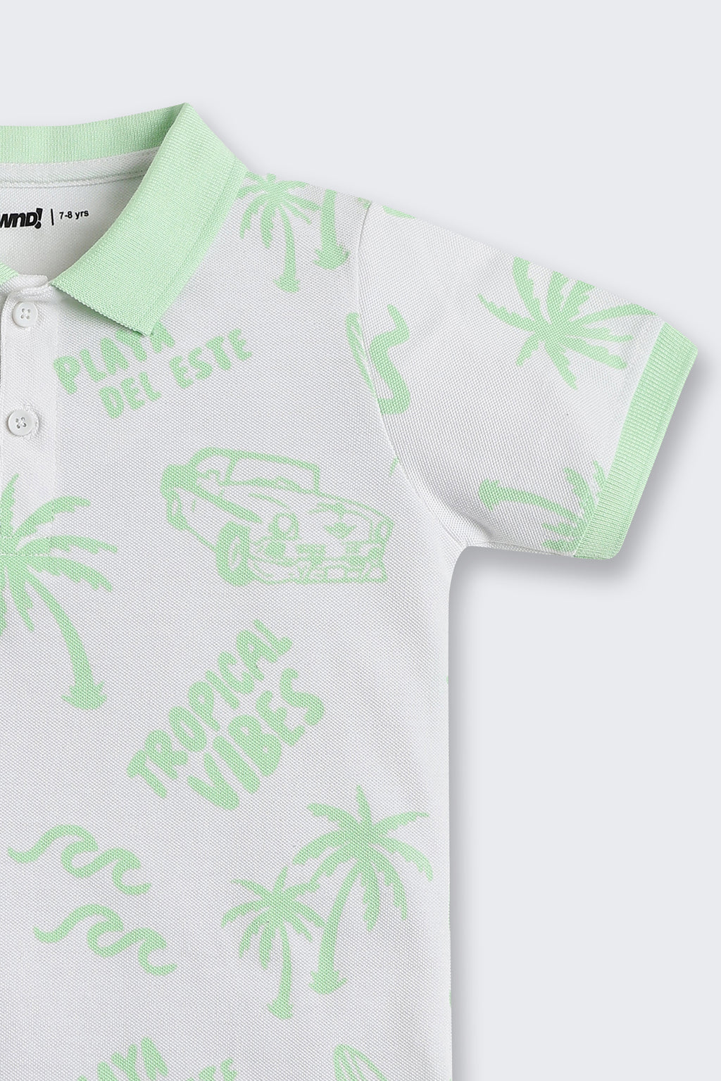 Light Green Patterned Regular Fit Polos for Boys - Image 5