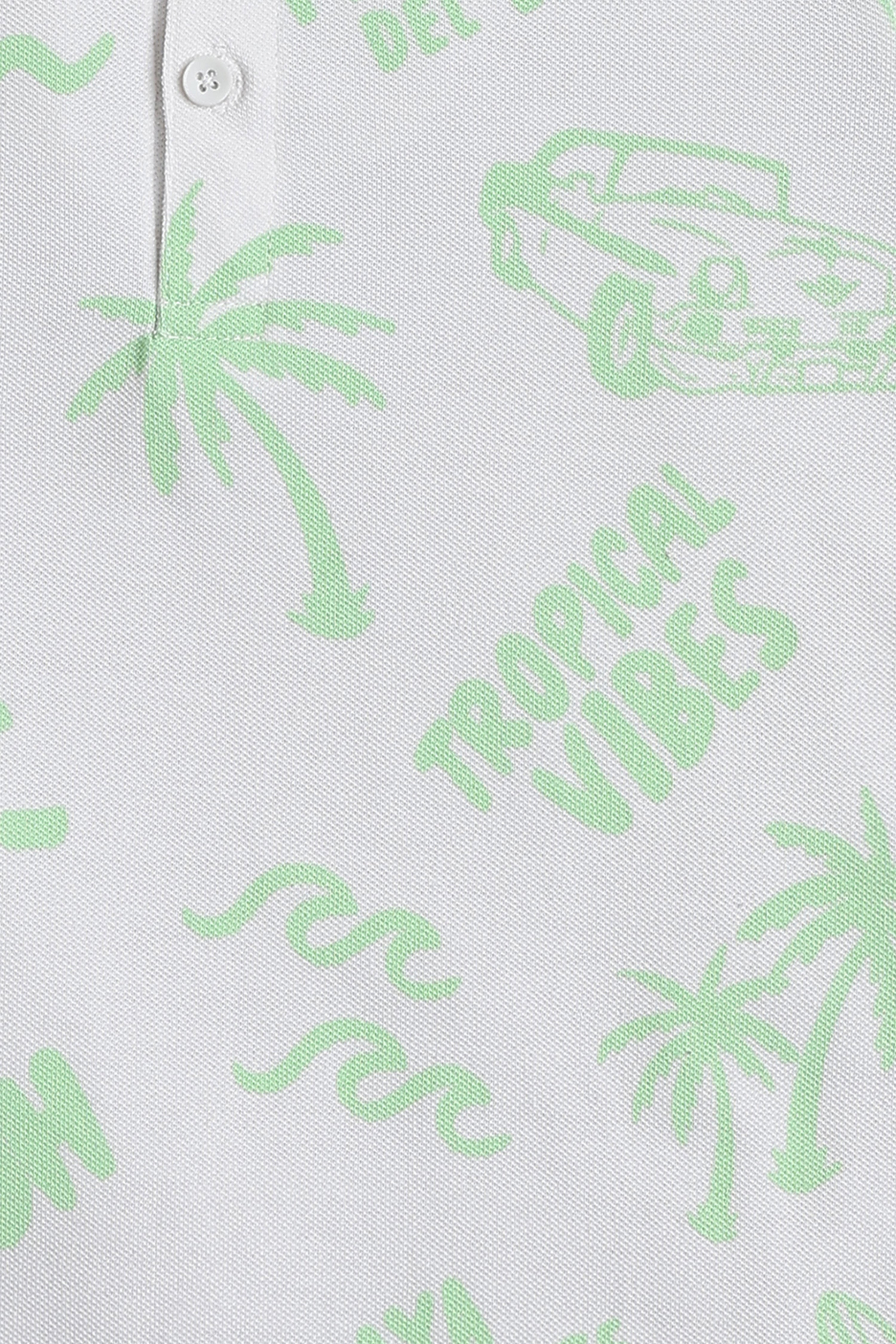 Light Green Patterned Regular Fit Polos for Boys - Image 6