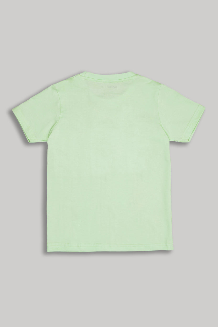 Light Green Graphic Printed Regular Fit T-Shirt for Boys - Image 2