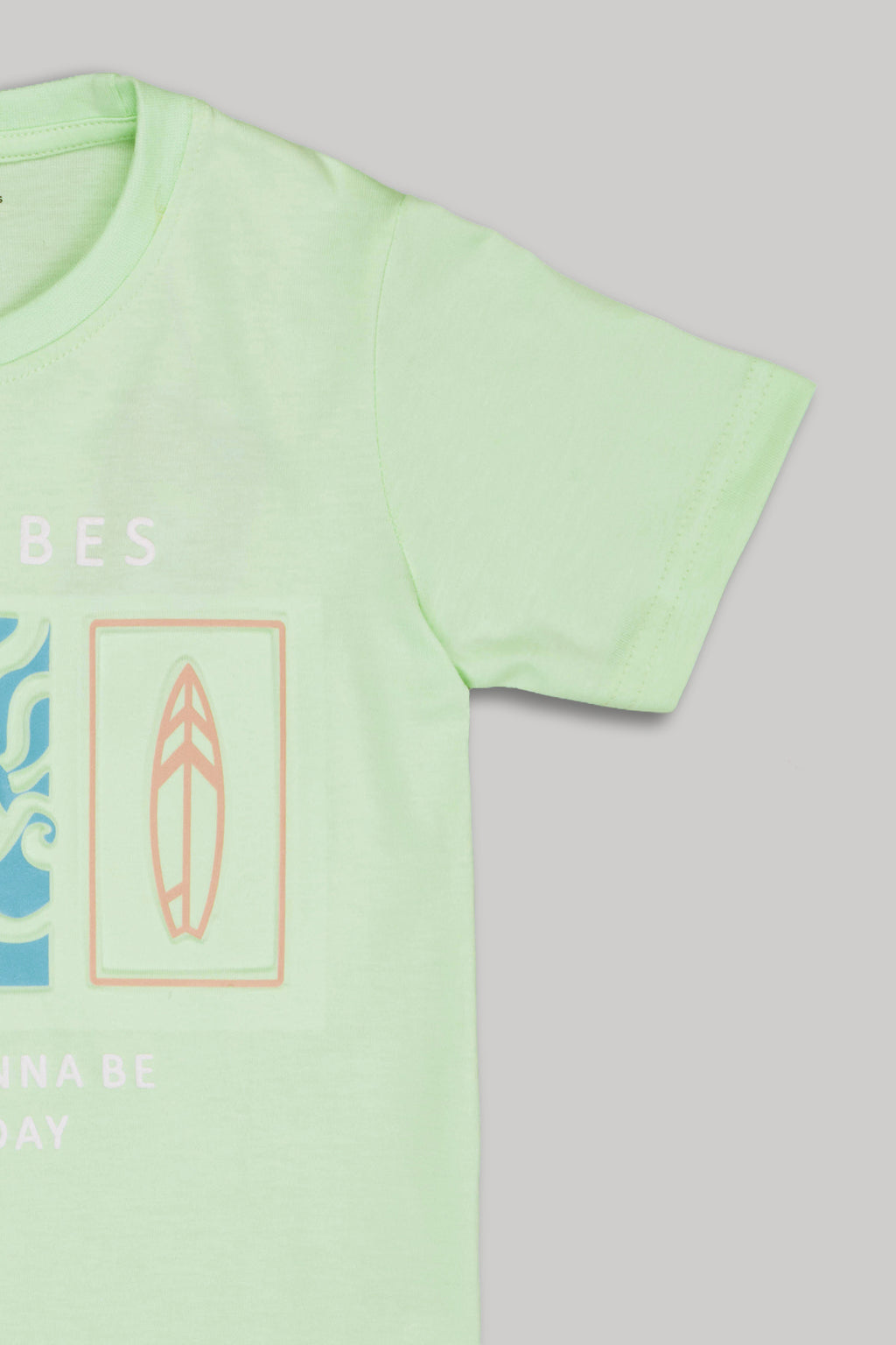 Light Green Graphic Printed Regular Fit T-Shirt for Boys - Image 4