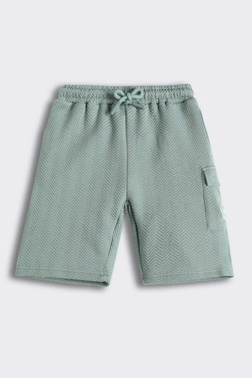 Green 3 Pocketed Regular Fit Bermuda Shorts For Boys - Image 2