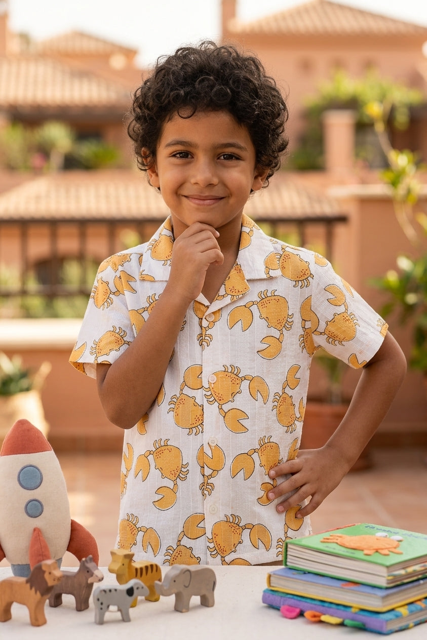 Orange Crab All - Over Printed Regular Fit Shirt for Boys - Image 1