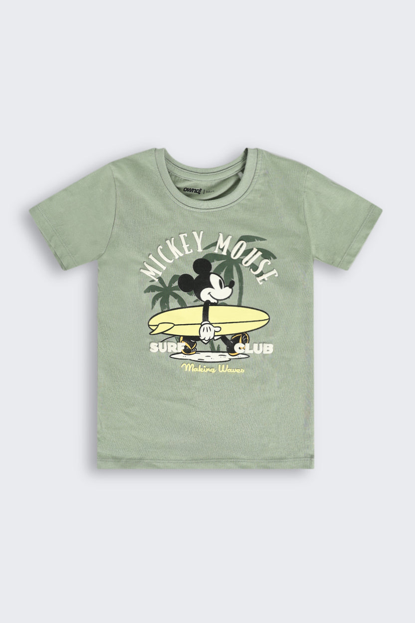 Olive Mickey Mouse Printed Nightwear Set for Boys - Image 4