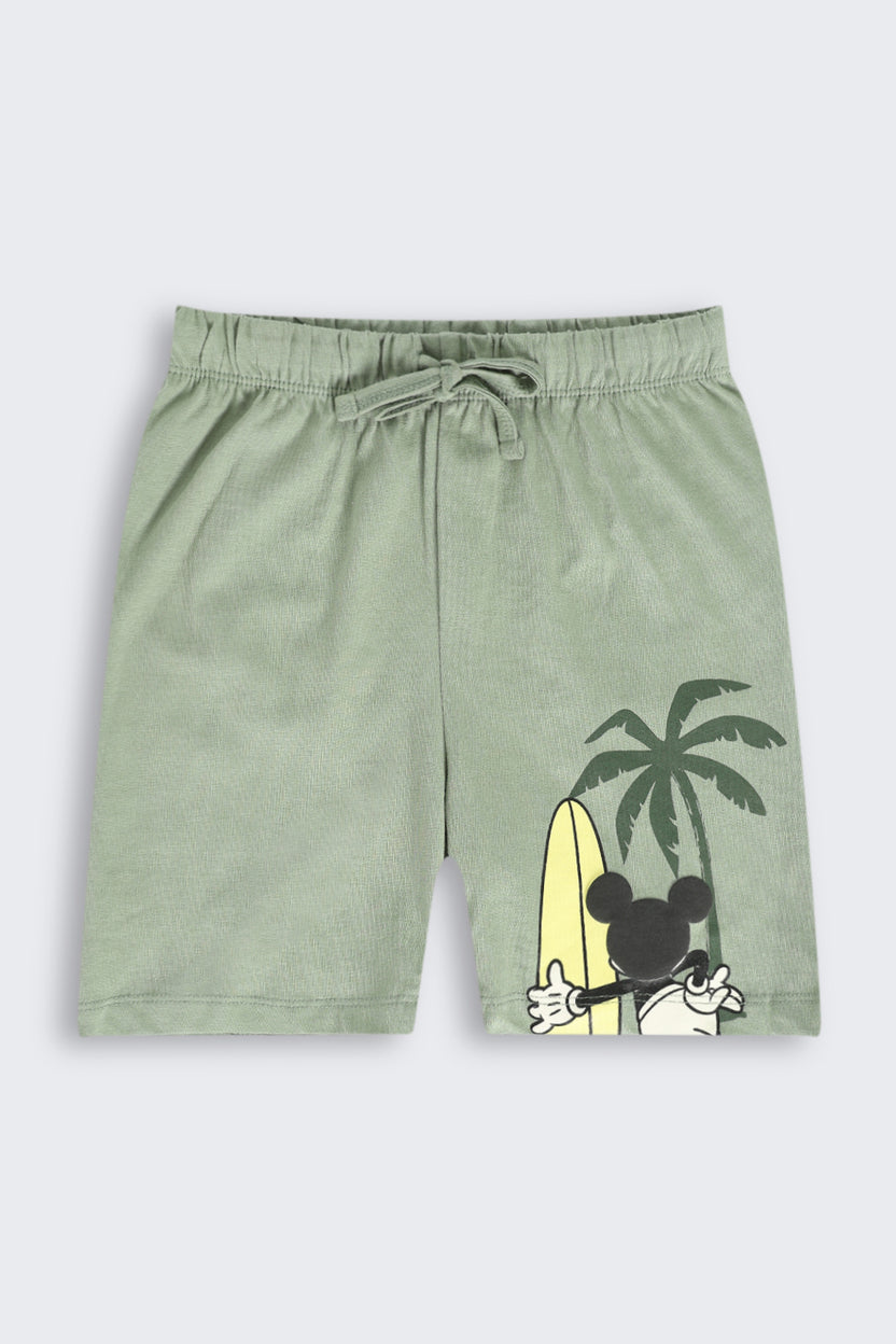 Olive Mickey Mouse Printed Nightwear Set for Boys - Image 5