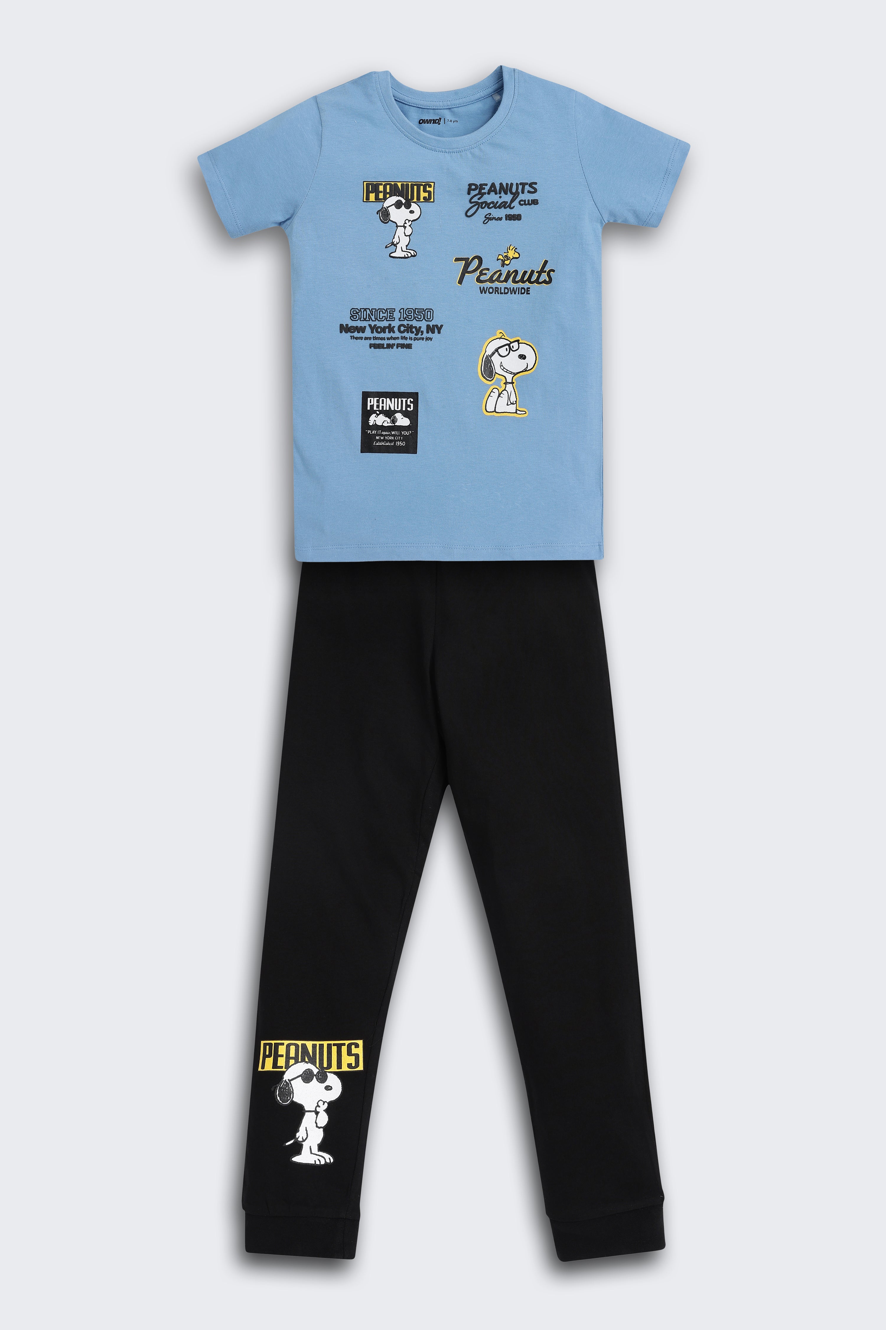 Blue Graphic Printed Regular Fit Night Suit Set for Boys - Image 2