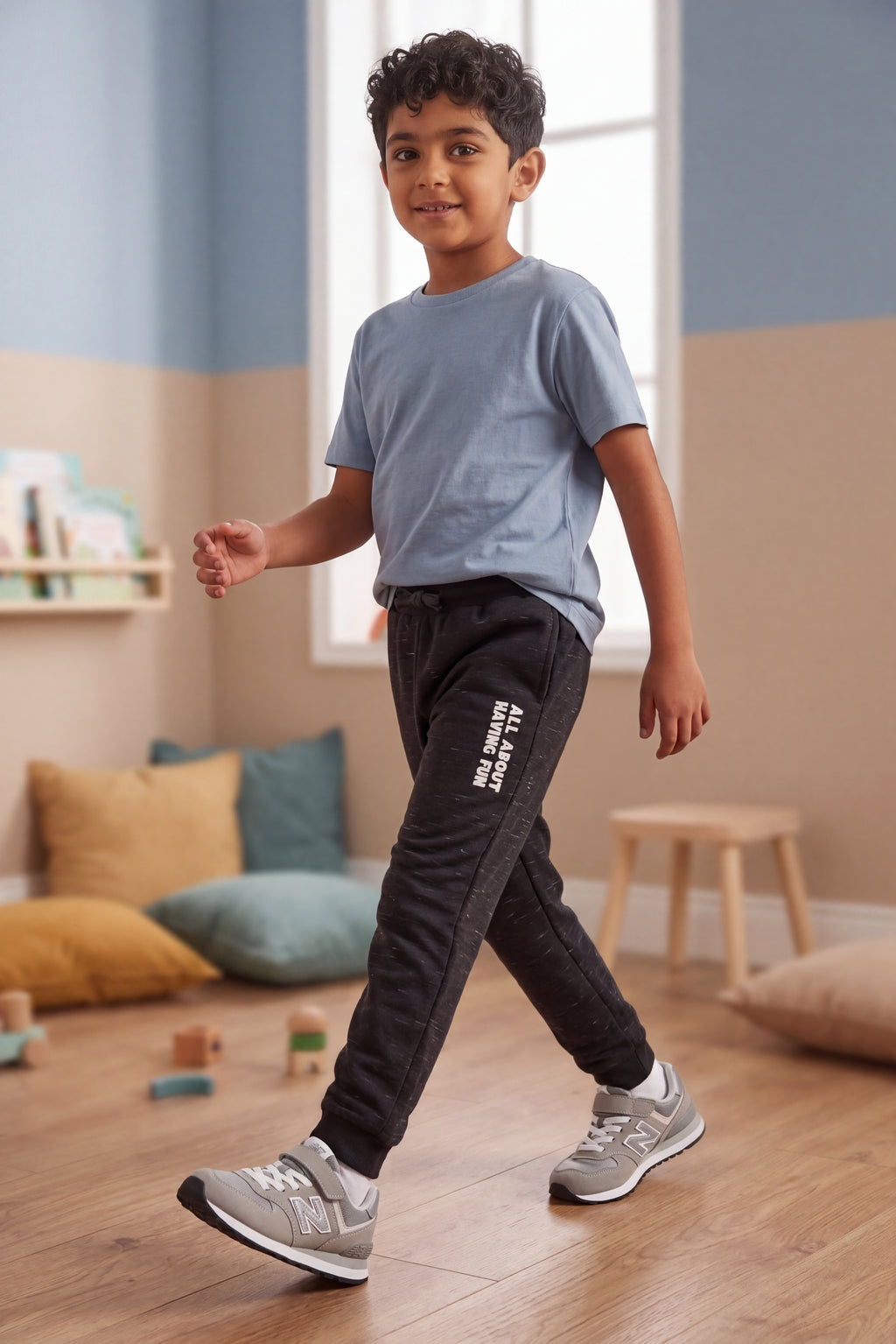 Black Regular Fit Joggers for Boys - Image 1
