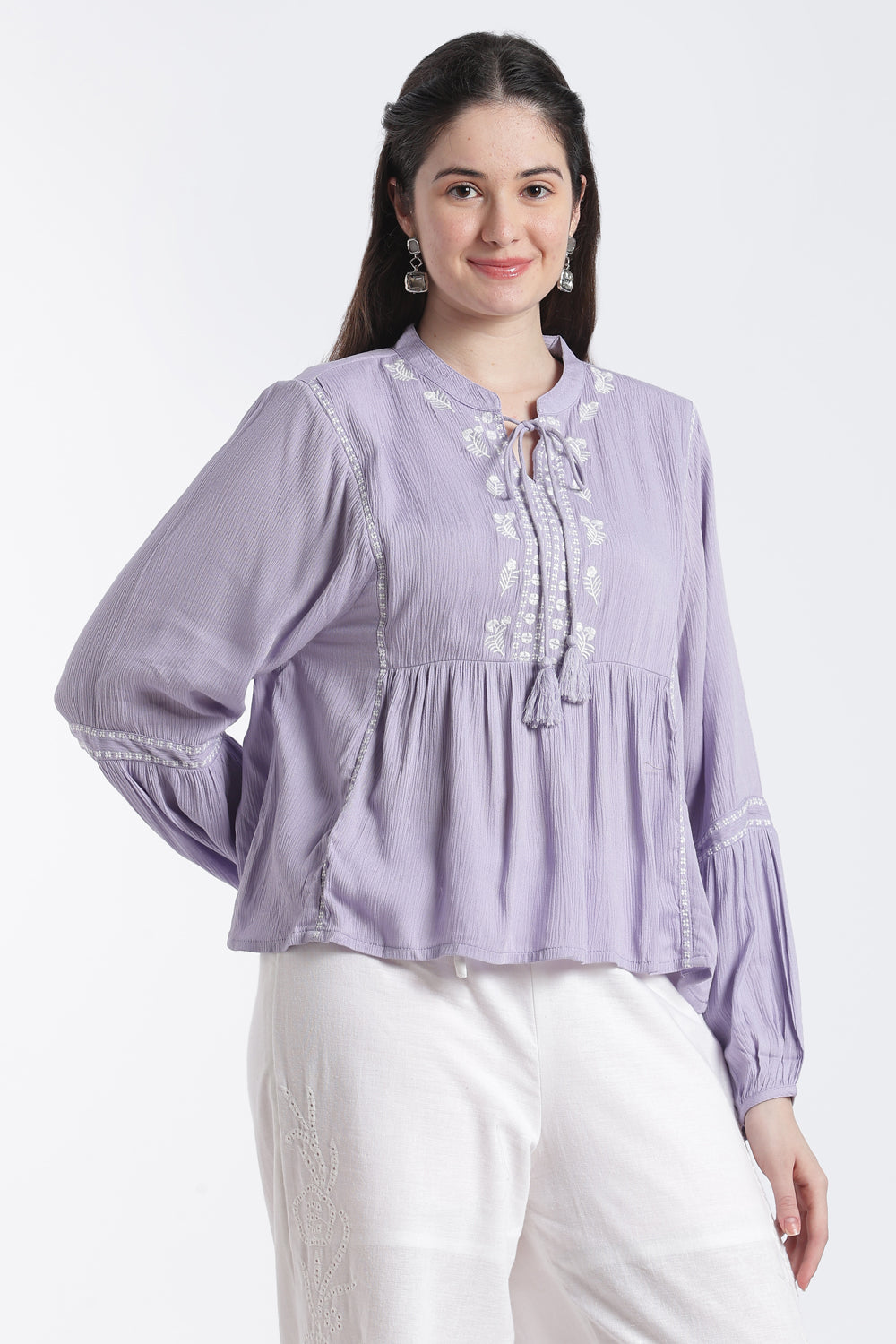 Lilac Tied Up Relaxed Fit Tunic For Women - Image 4
