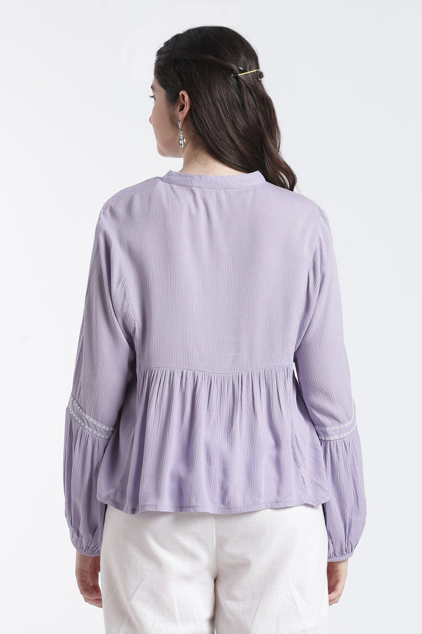 Lilac Tied Up Relaxed Fit Tunic For Women - Image 5