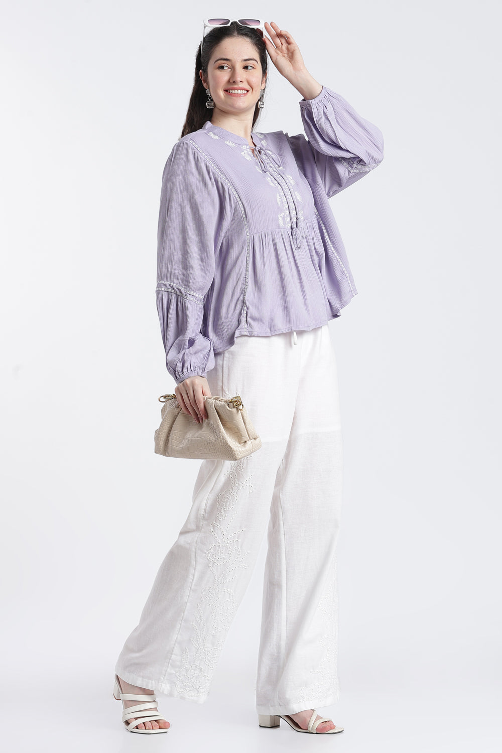 Lilac Tied Up Relaxed Fit Tunic For Women - Image 6