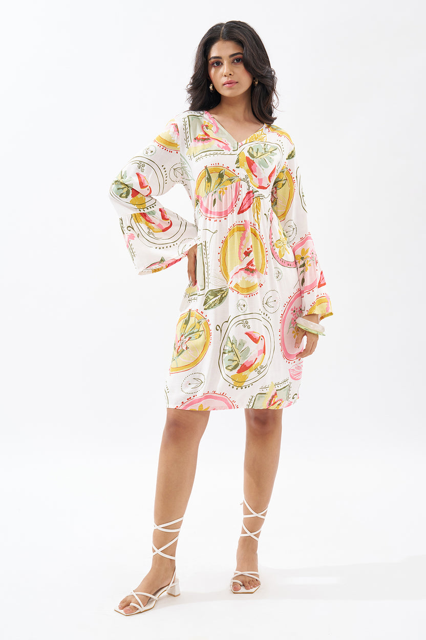 Pink Tropical Print Dress for Women - Image 2