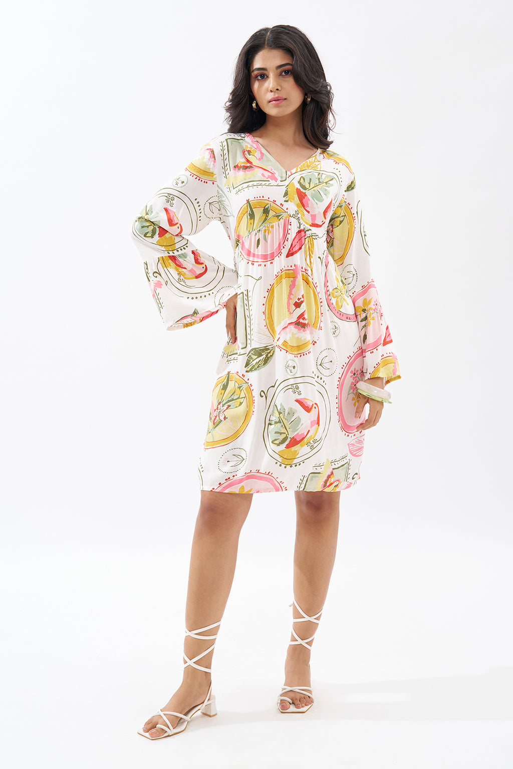 Pink Tropical Print Dress for Women - Image 2