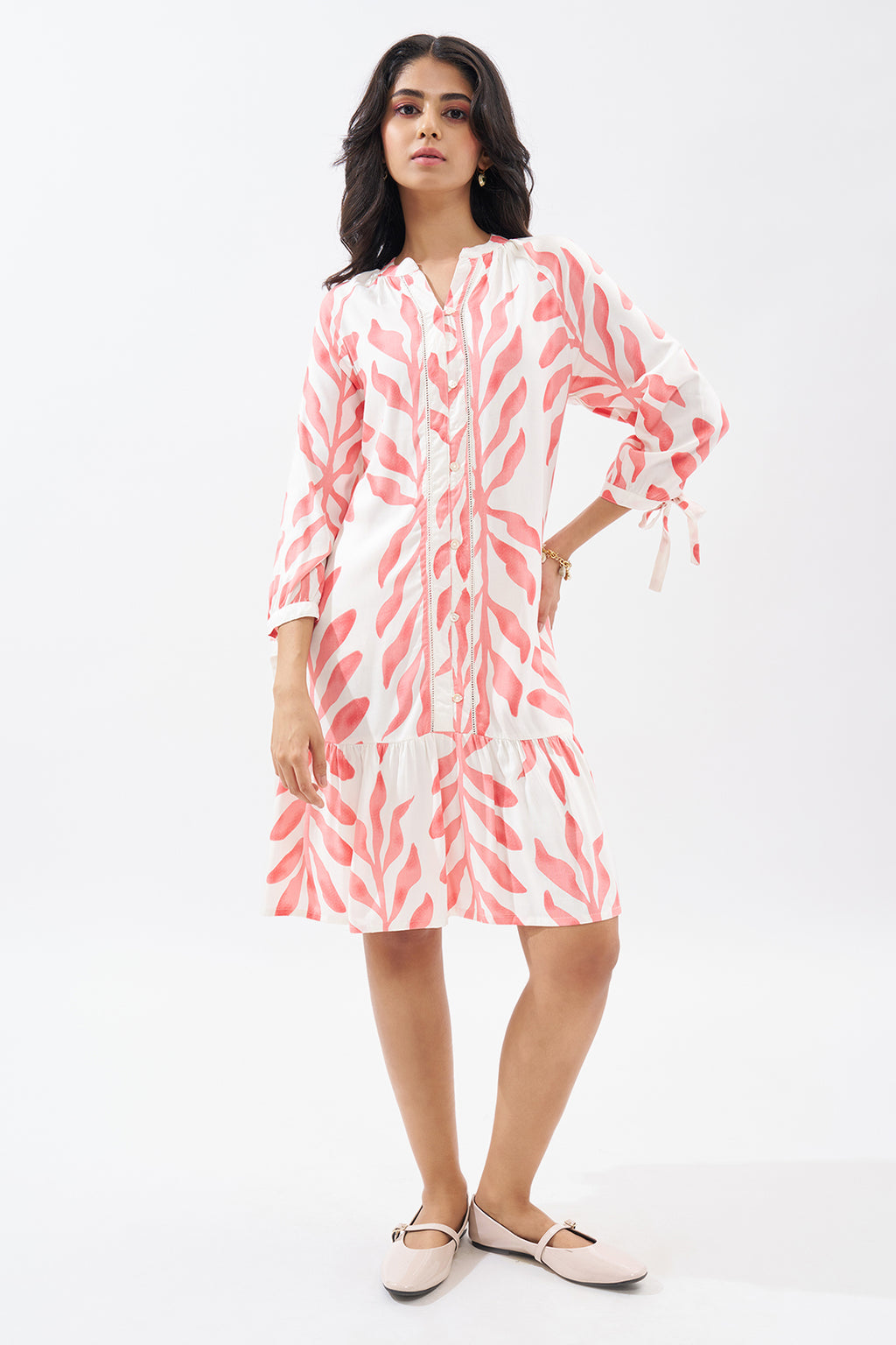 Peach Printed Dress for Women - Image 2